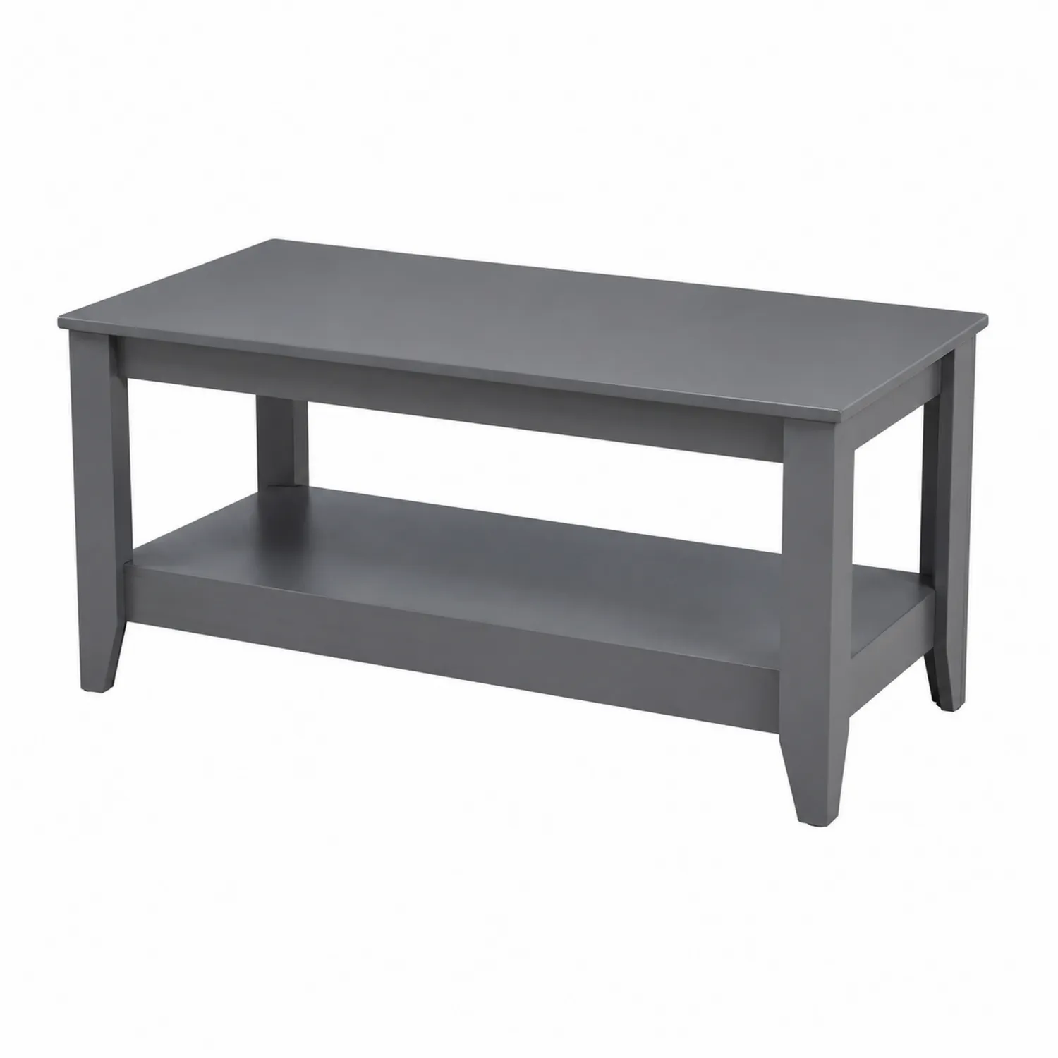 Tavolino da caffè in legno di pino grigio con ripiano inferiore