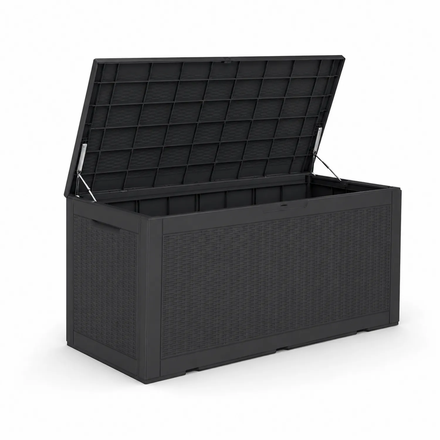 Baule portaoggetti in resina intrecciata nera 120x55x60 cm