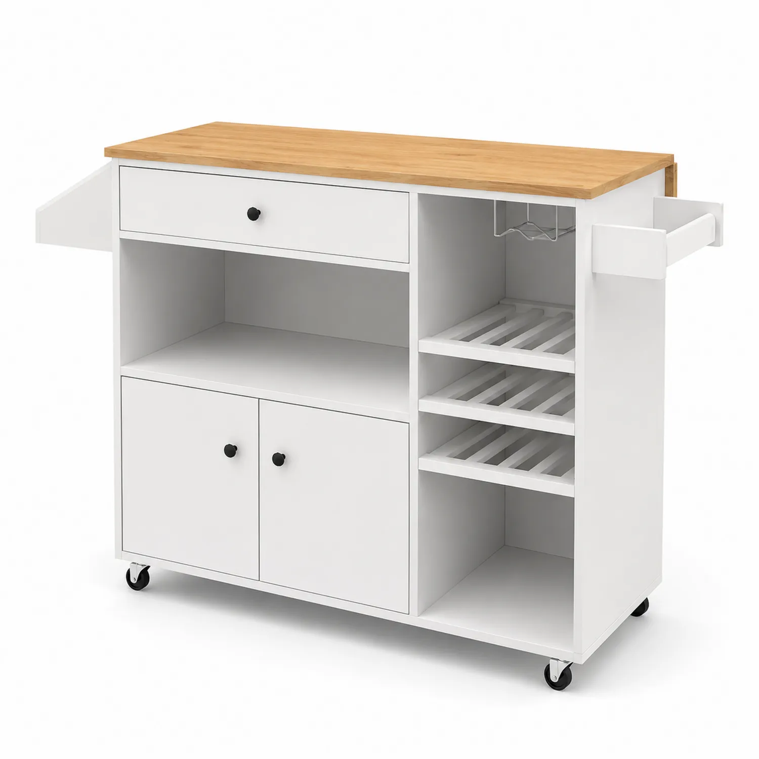 Carrello da cucina in legno e MDF con rotelle
