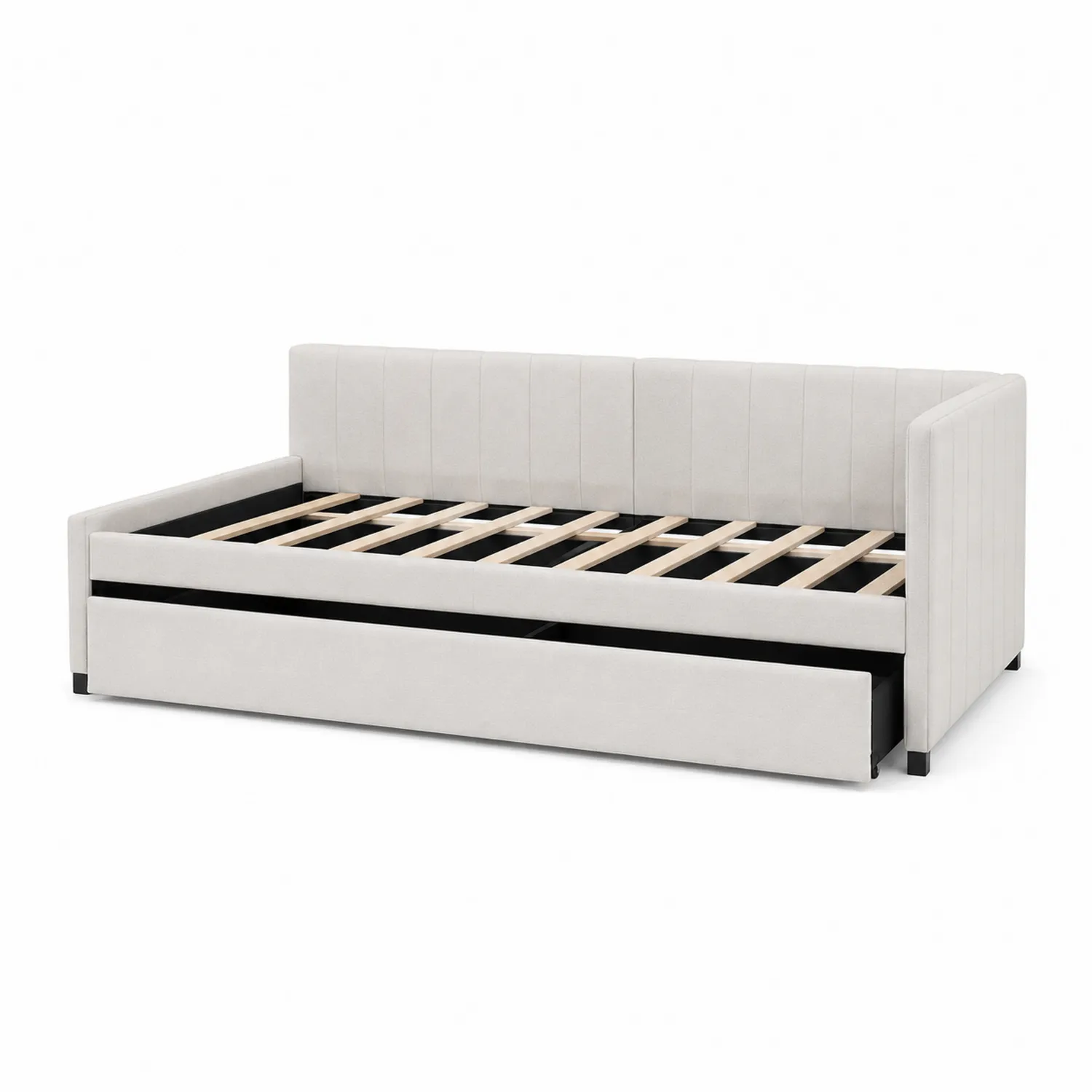 Divano Letto in Legno e Tessuto Grigio Chiaro 90x200 cm