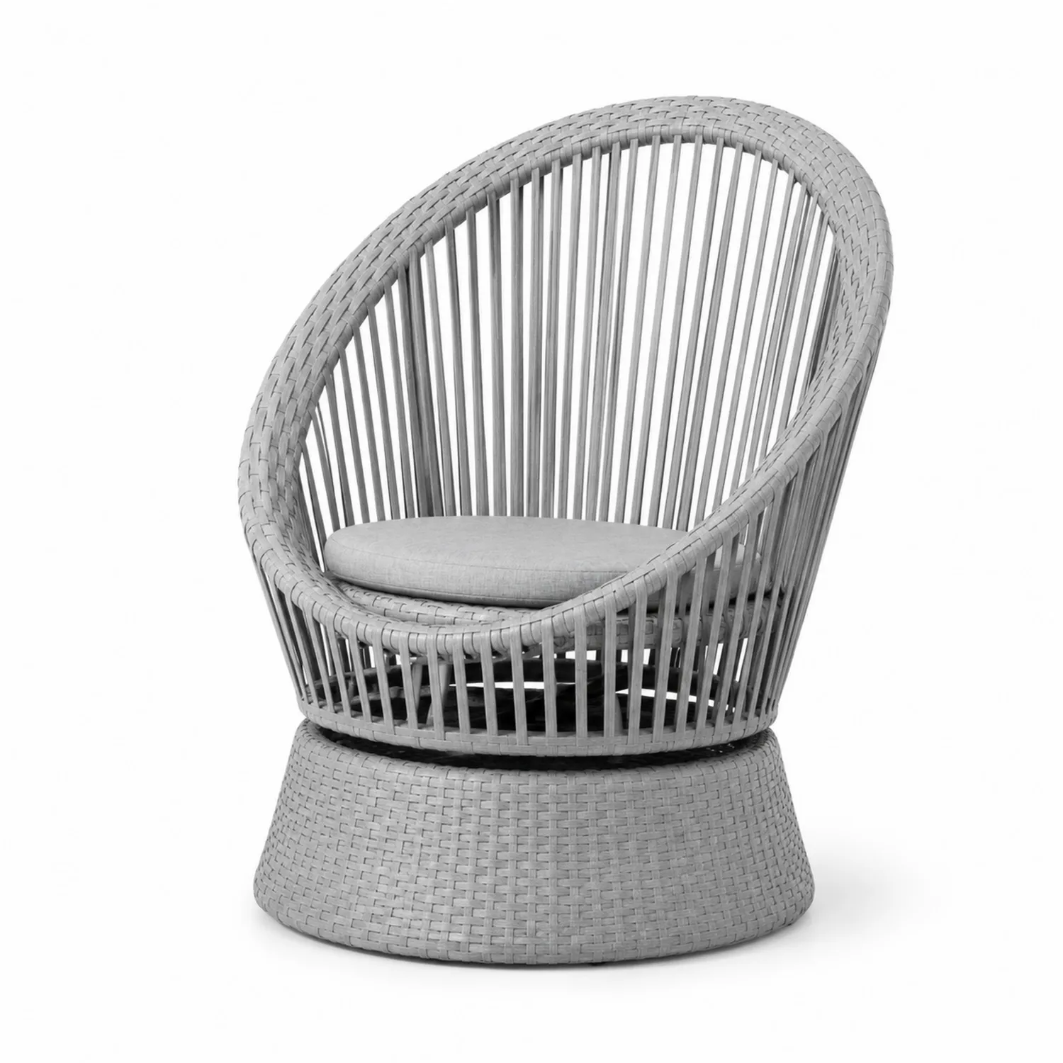 Sedia Rotonda in Polietilene Grigio con Cuscino