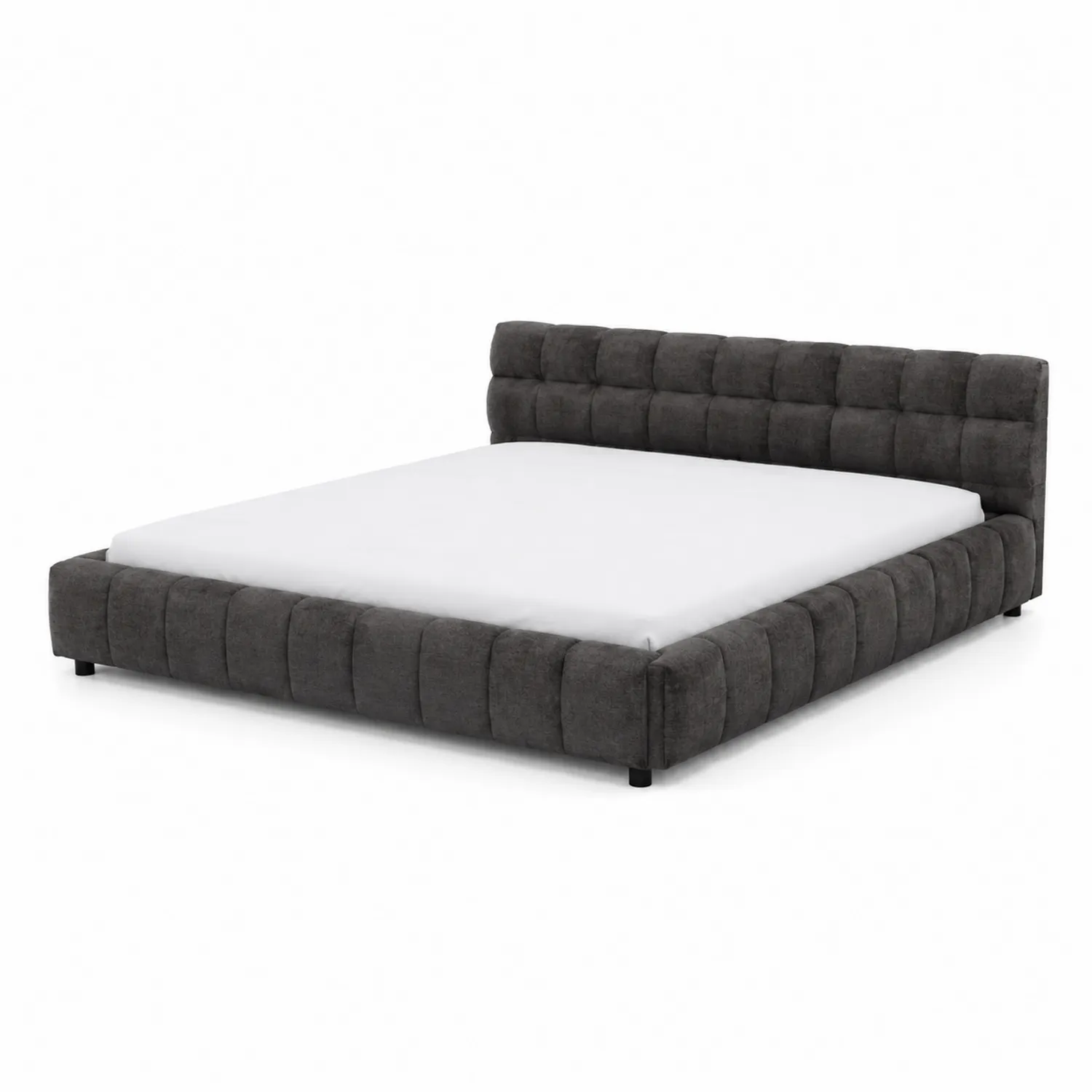 Letto matrimoniale tessuto grigio 200x160 cm