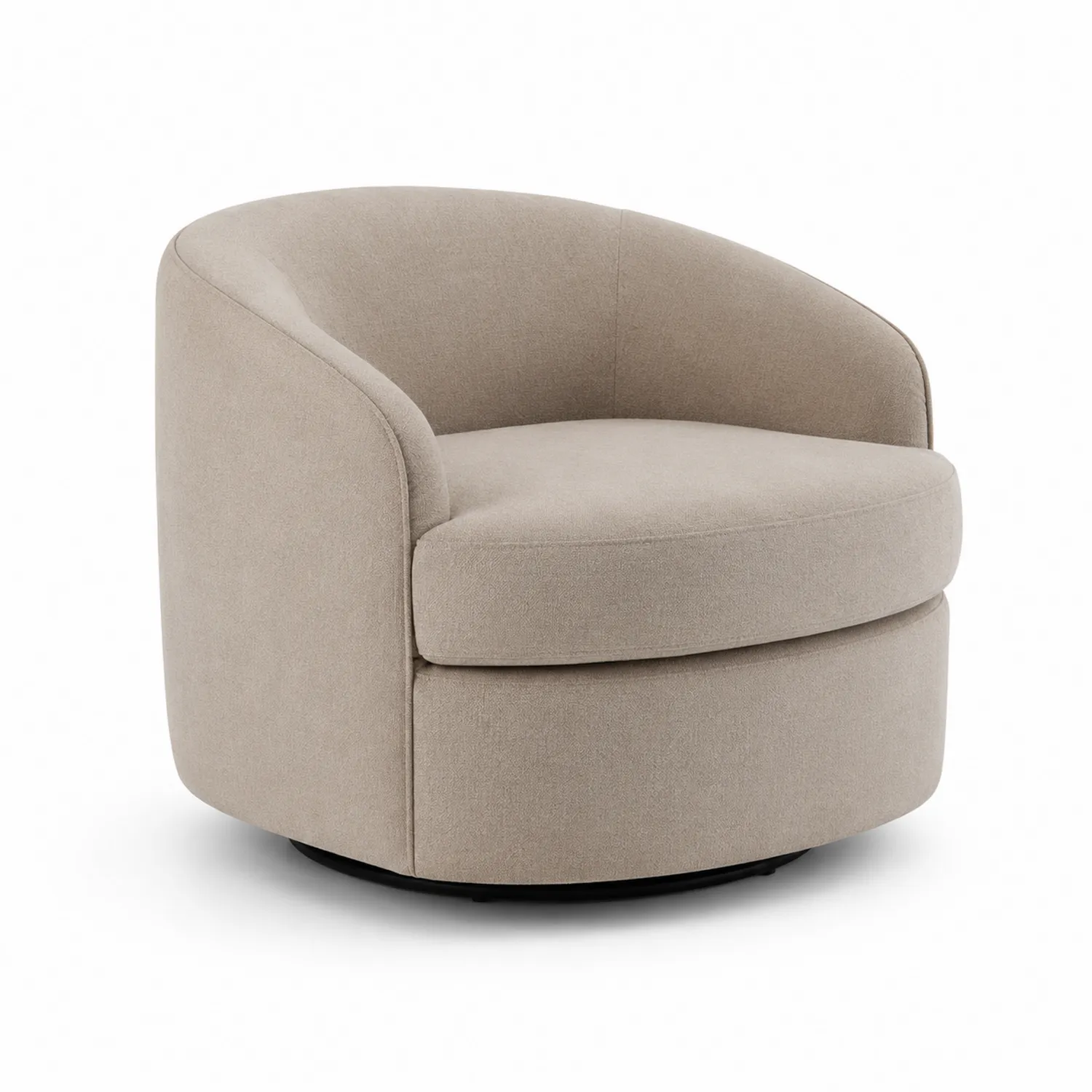 Poltrona girevole in poliestere e legno ingegnerizzato Beige