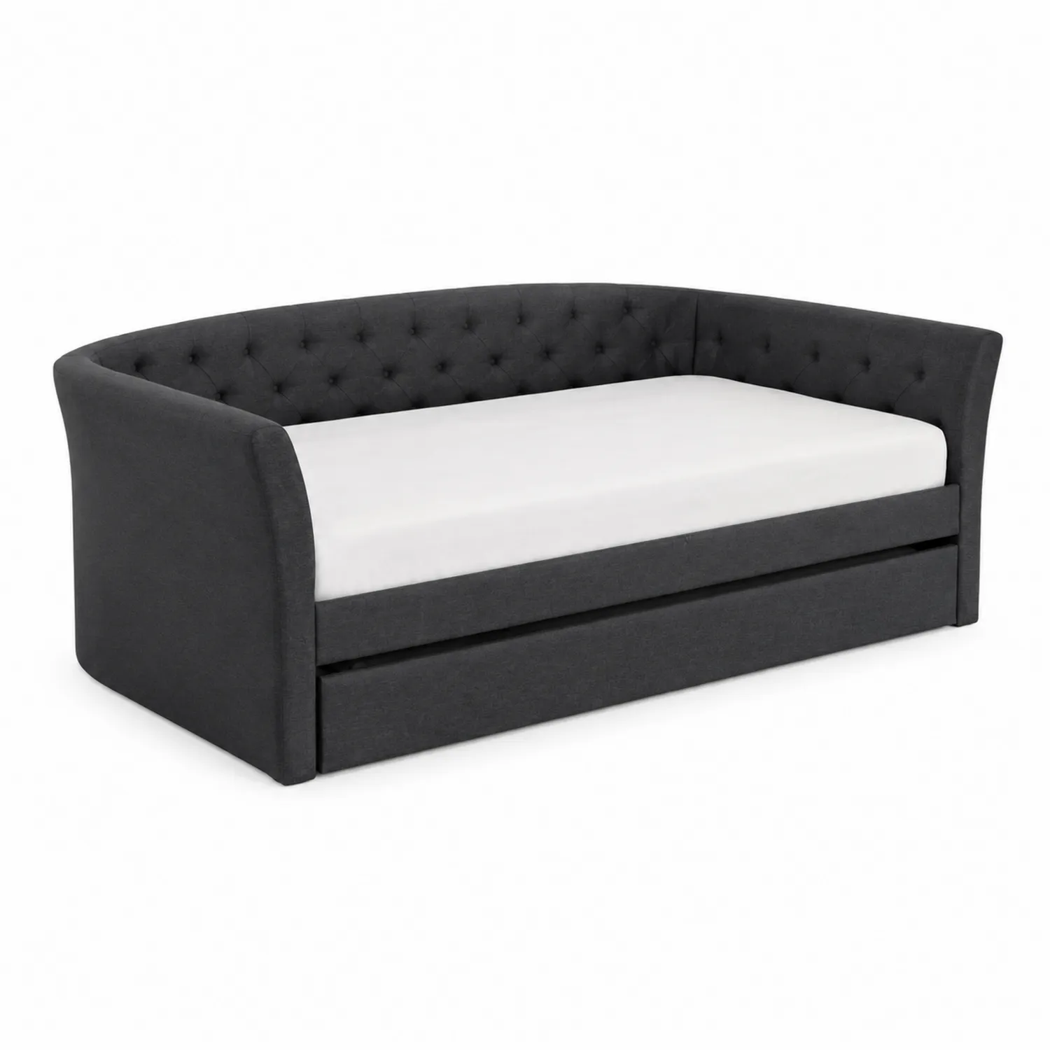 Divano Letto in Tessuto Grigio Antracite con Cassetto Estraibile