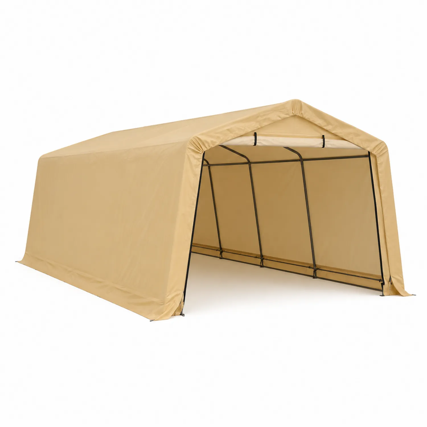 Tettoia per Auto in Acciaio e Poliestere Beige 610x300x240 cm
