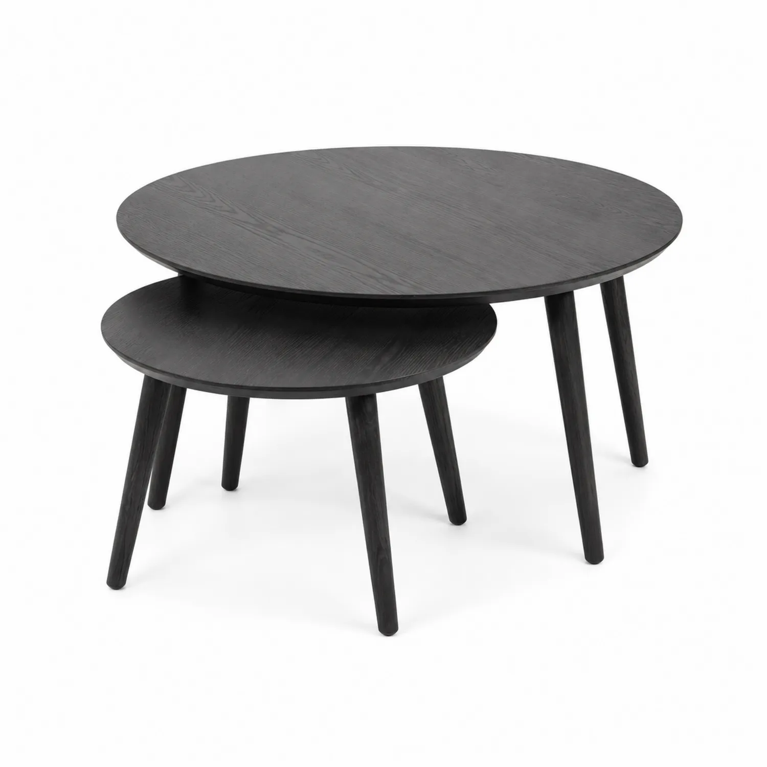 Set di 2 Tavolini da Caffè in Legno Nero
