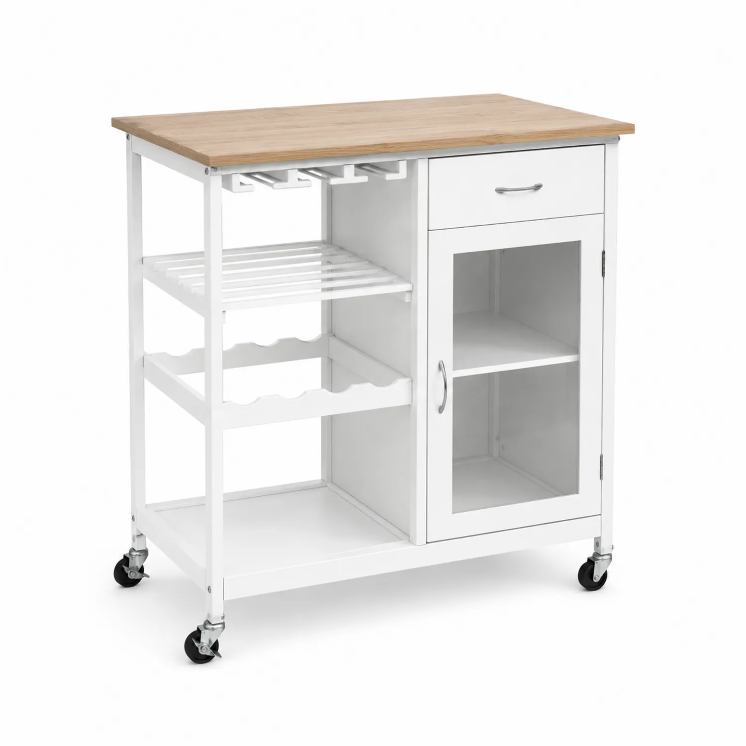 Carrello da cucina con ripiano in legno di faggio e ruote