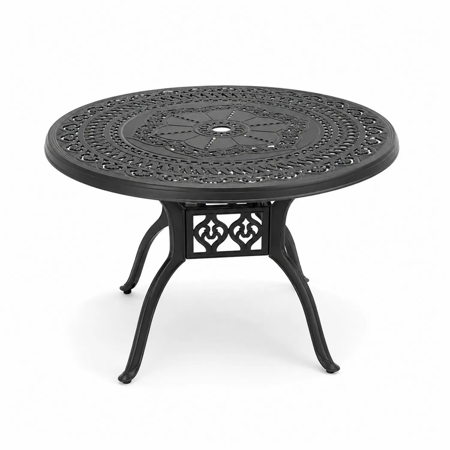 Mesa redonda de metal para exteriores 110 cm Negro