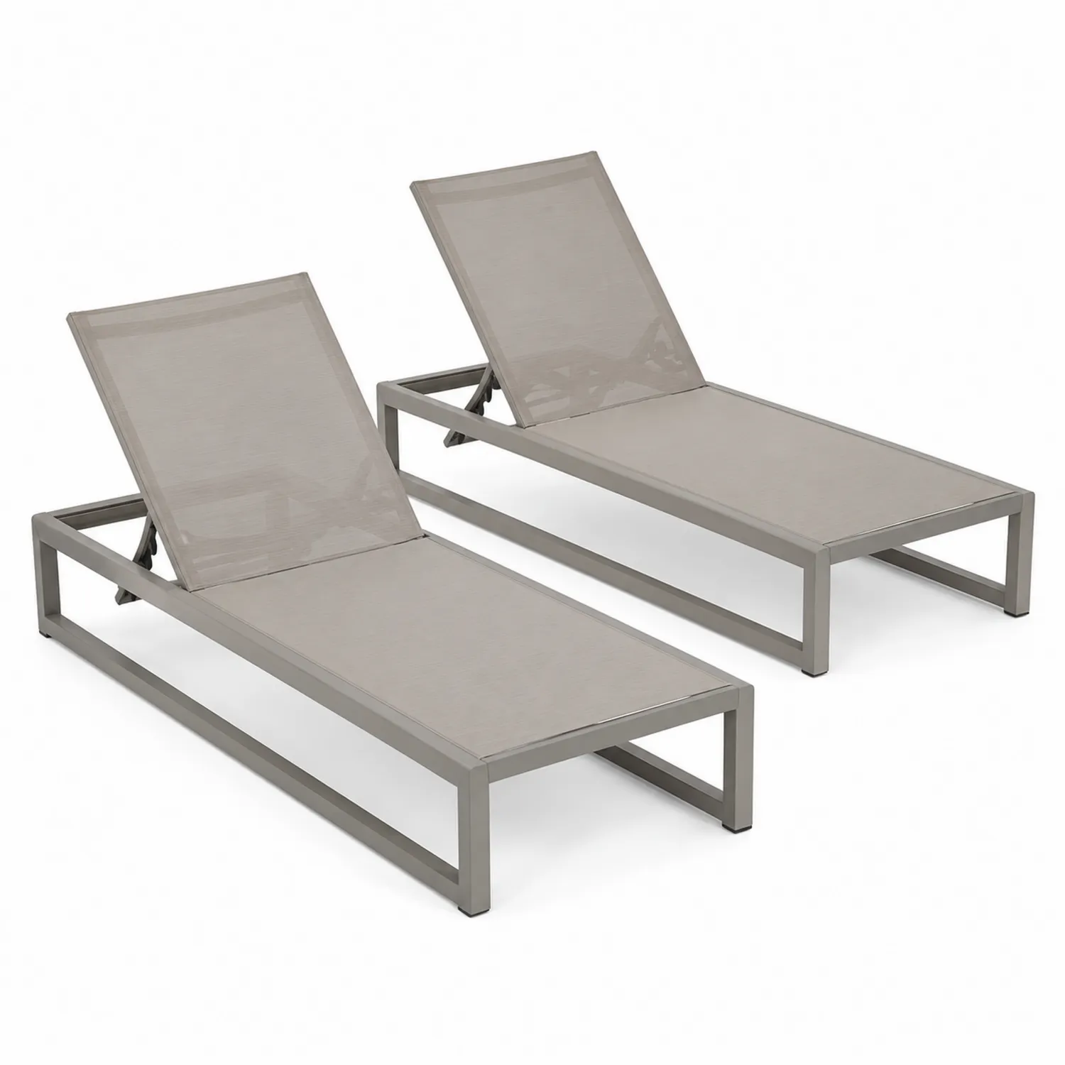 Conjunto de 2 tumbonas de aluminio y malla ajustable gris