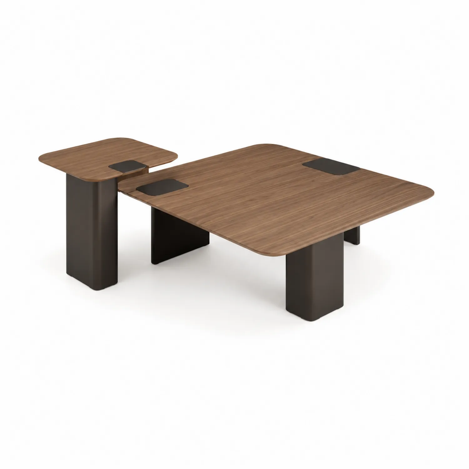 Mesa de Centro de Madera y Metal con Mesa Auxiliar