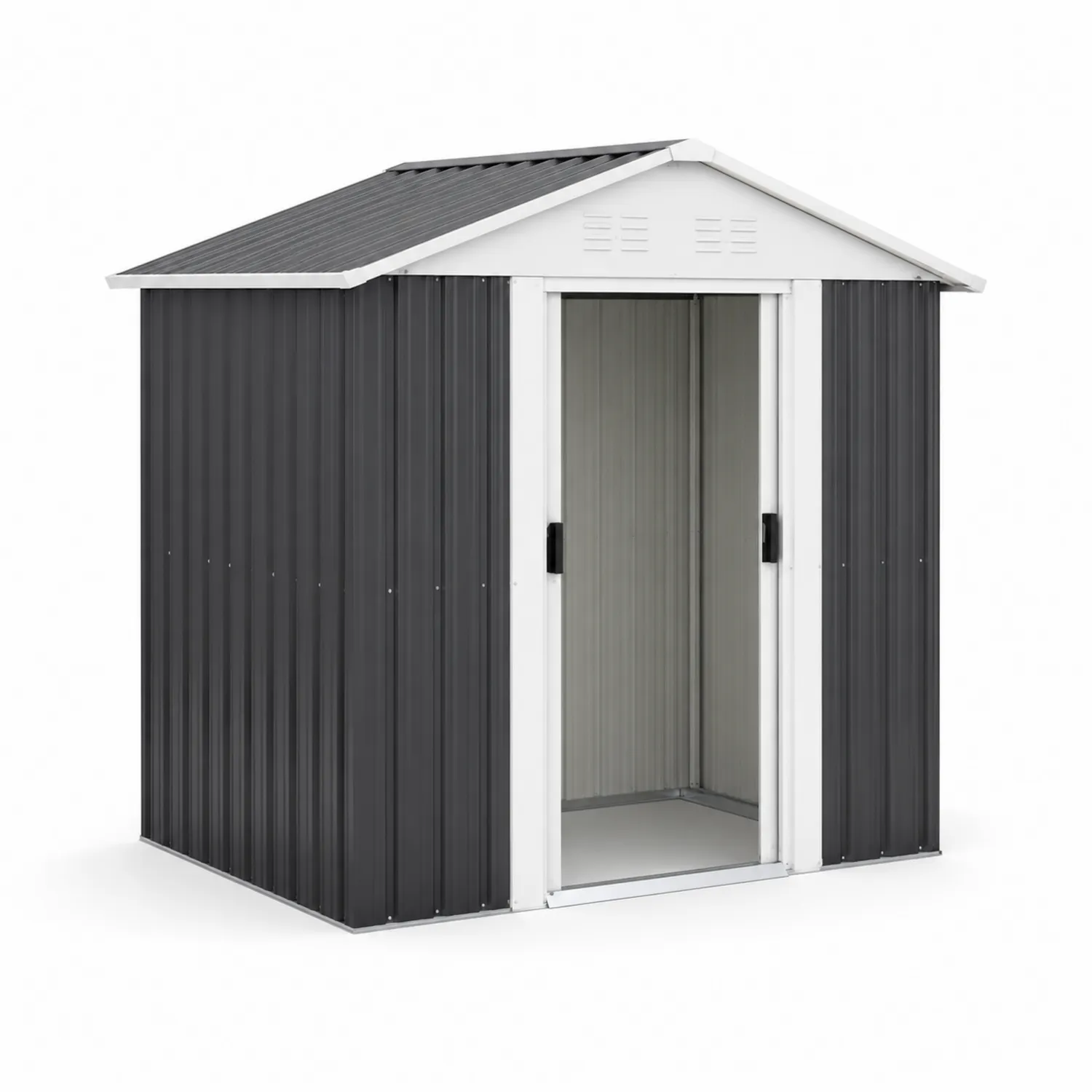 Cobertizo de Metal Gris Acero Galvanizado 213x127x185 cm