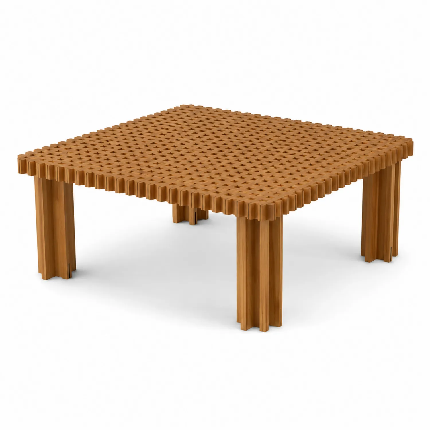 Mesa de centro cuadrada de bambú macizo 100x100x40 cm Marrón