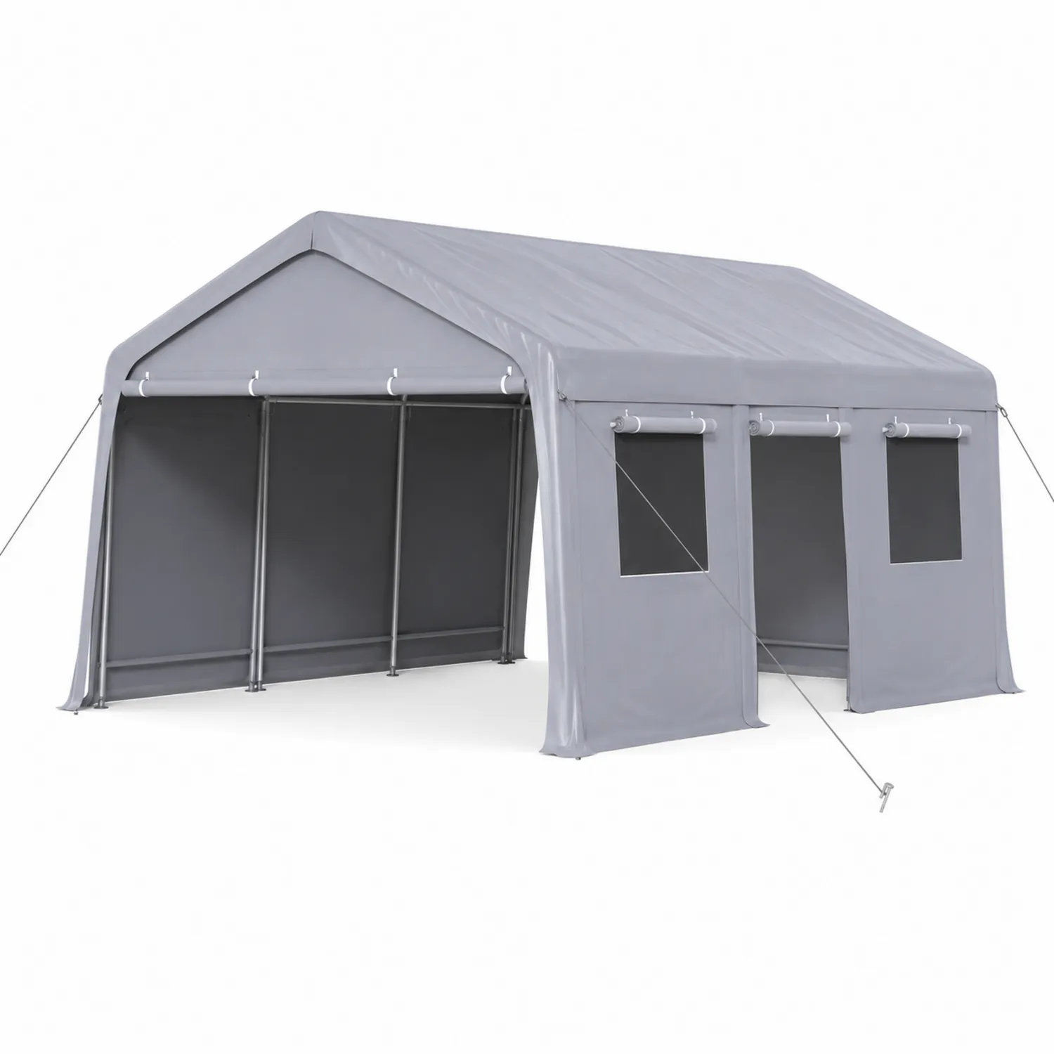 Carpa Garaje de Poliéster Gris con Estructura de Acero 600x300x280 cm