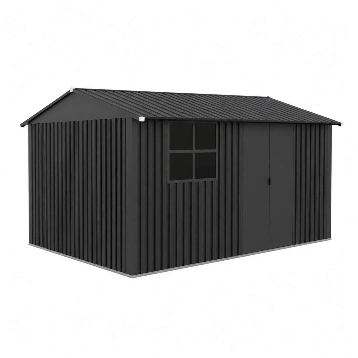 Cobertizo metálico negro 310x310x210 cm con ventana de vidrio templado