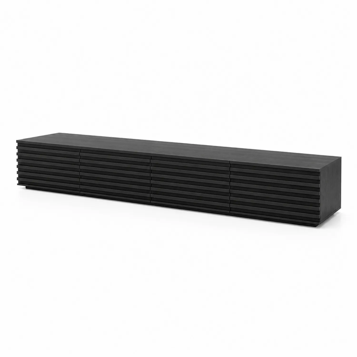 Mueble de TV bajo de madera negra 240x40x35 cm