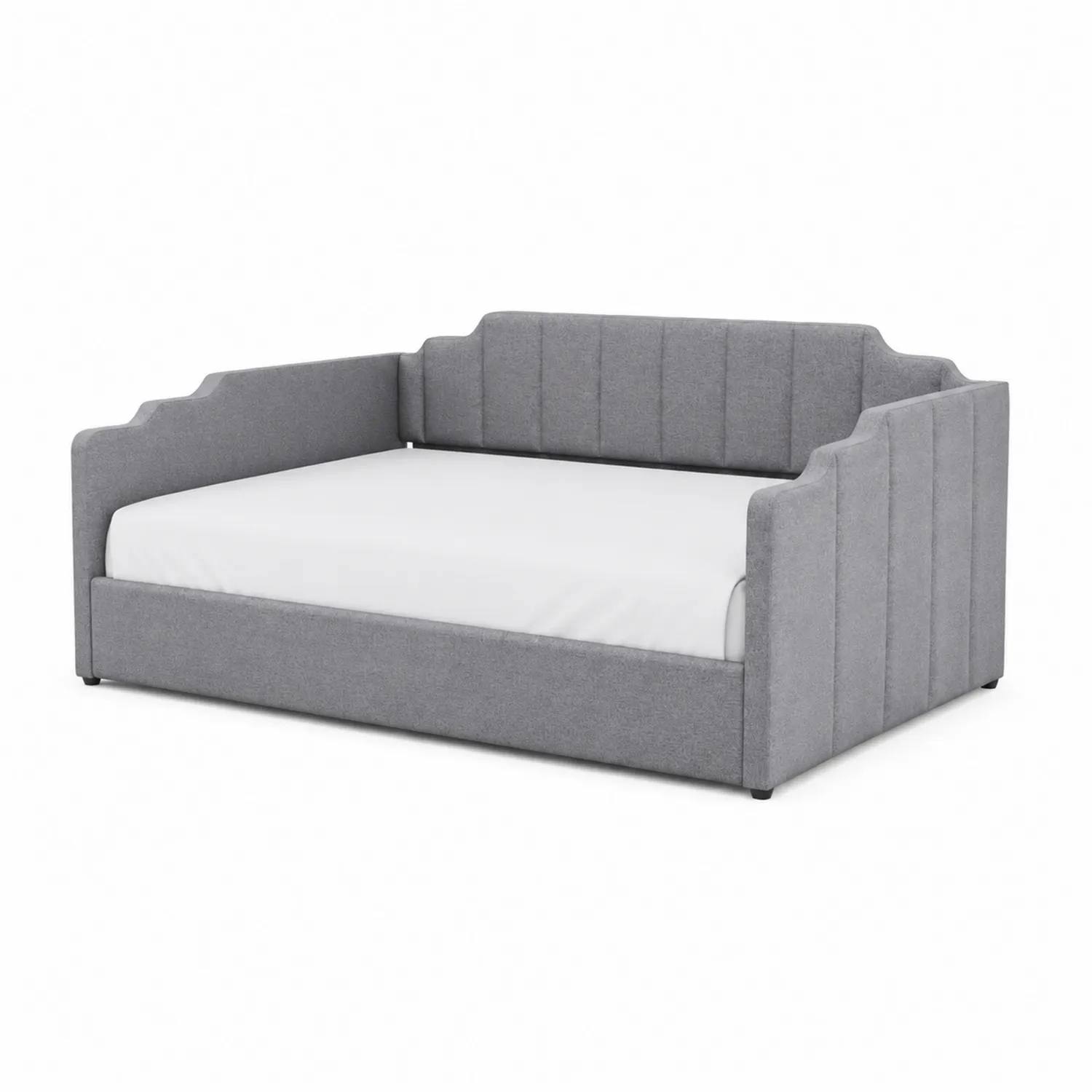 Divano Letto Grigio in Tessuto con Schienale Imbottito 200x90 cm
