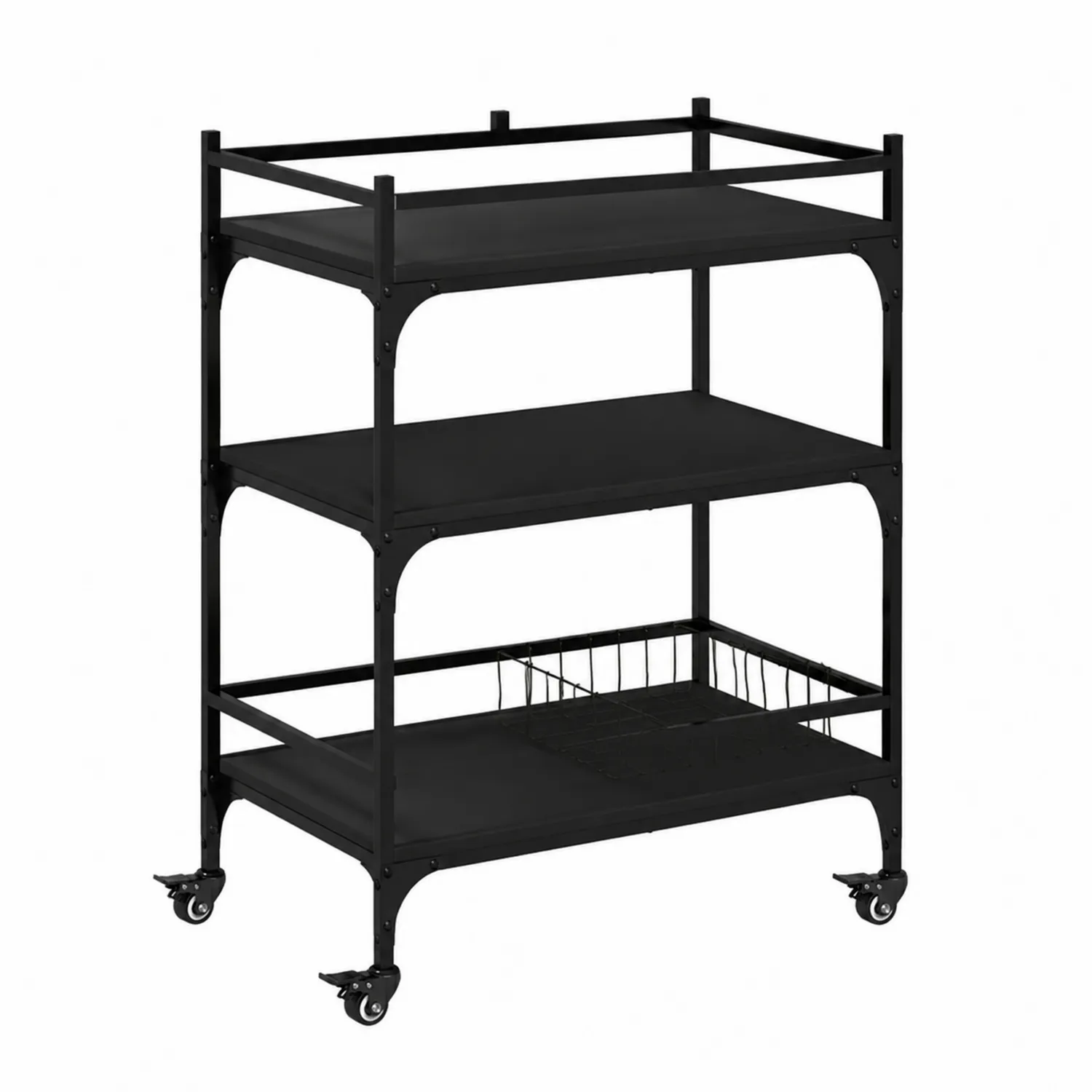 Carrello in Metallo a 3 Ripiani Nero