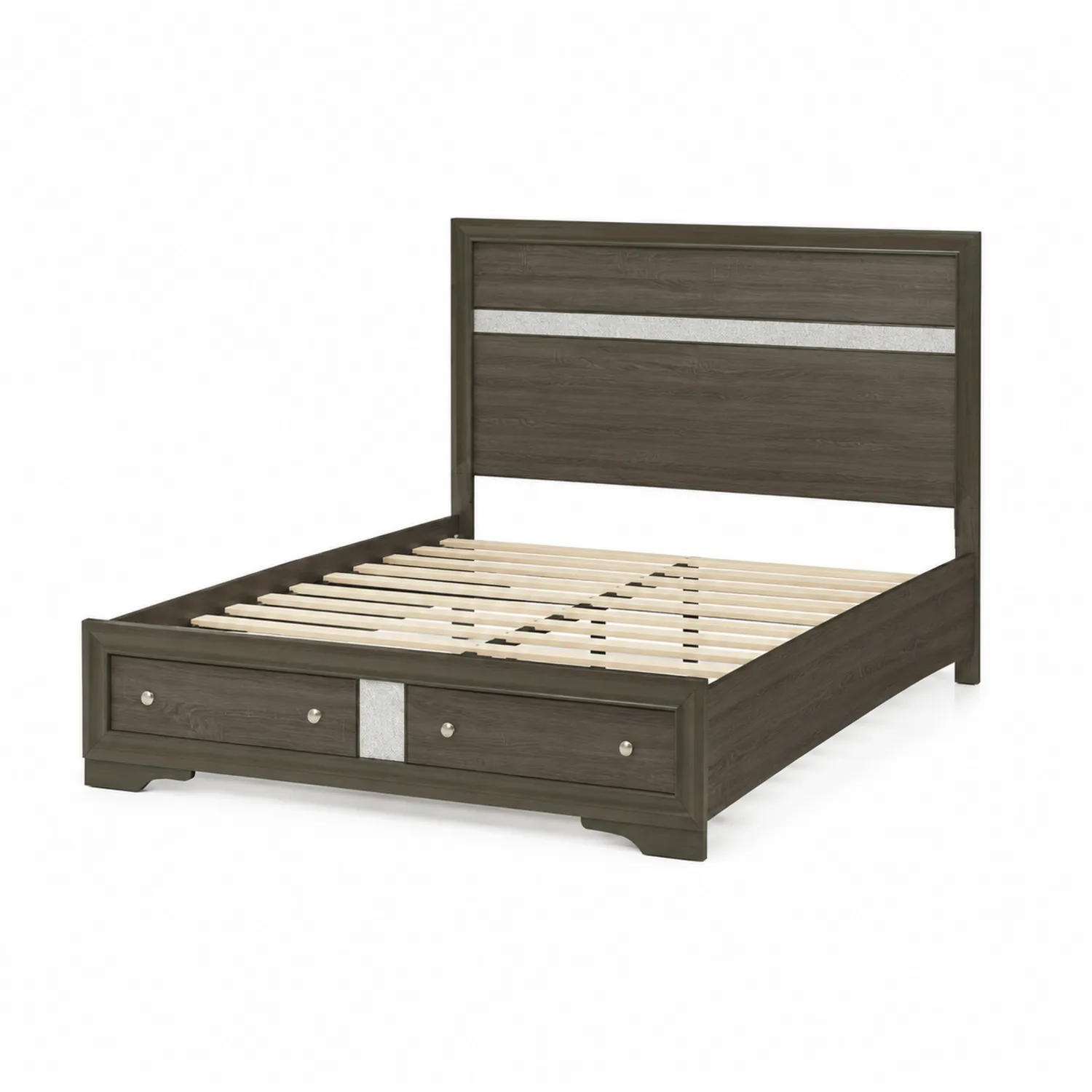Letto matrimoniale in legno con cassetti marrone 200x160 cm