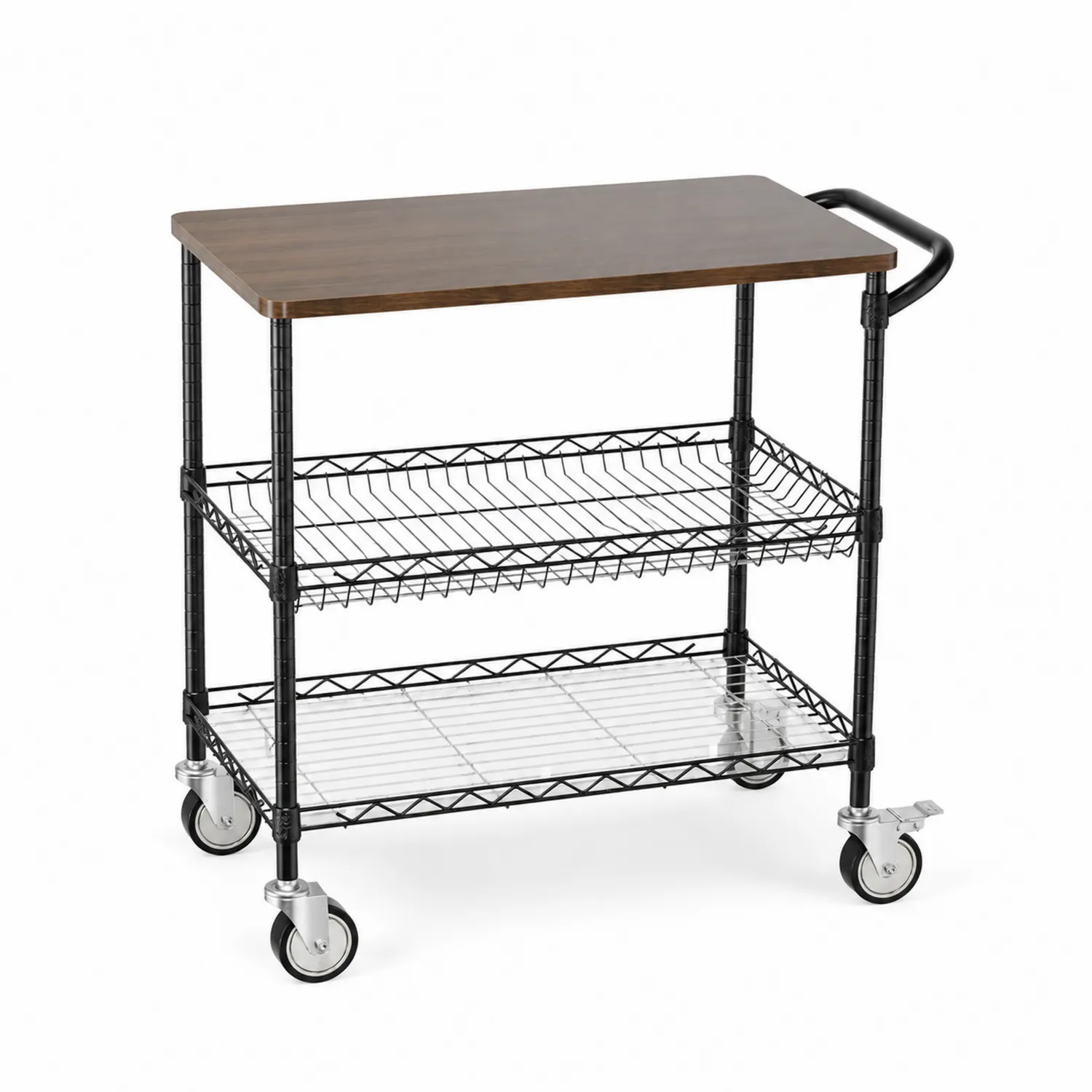 Carrello da Cucina in Legno e Metallo con Rotelle