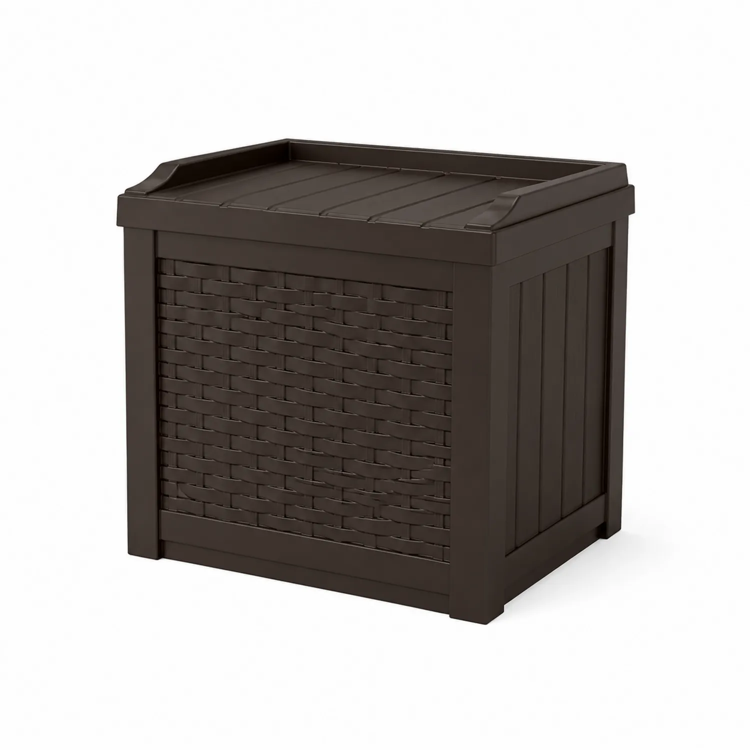 Contenitore portaoggetti in plastica intrecciata marrone 45x45x50 cm