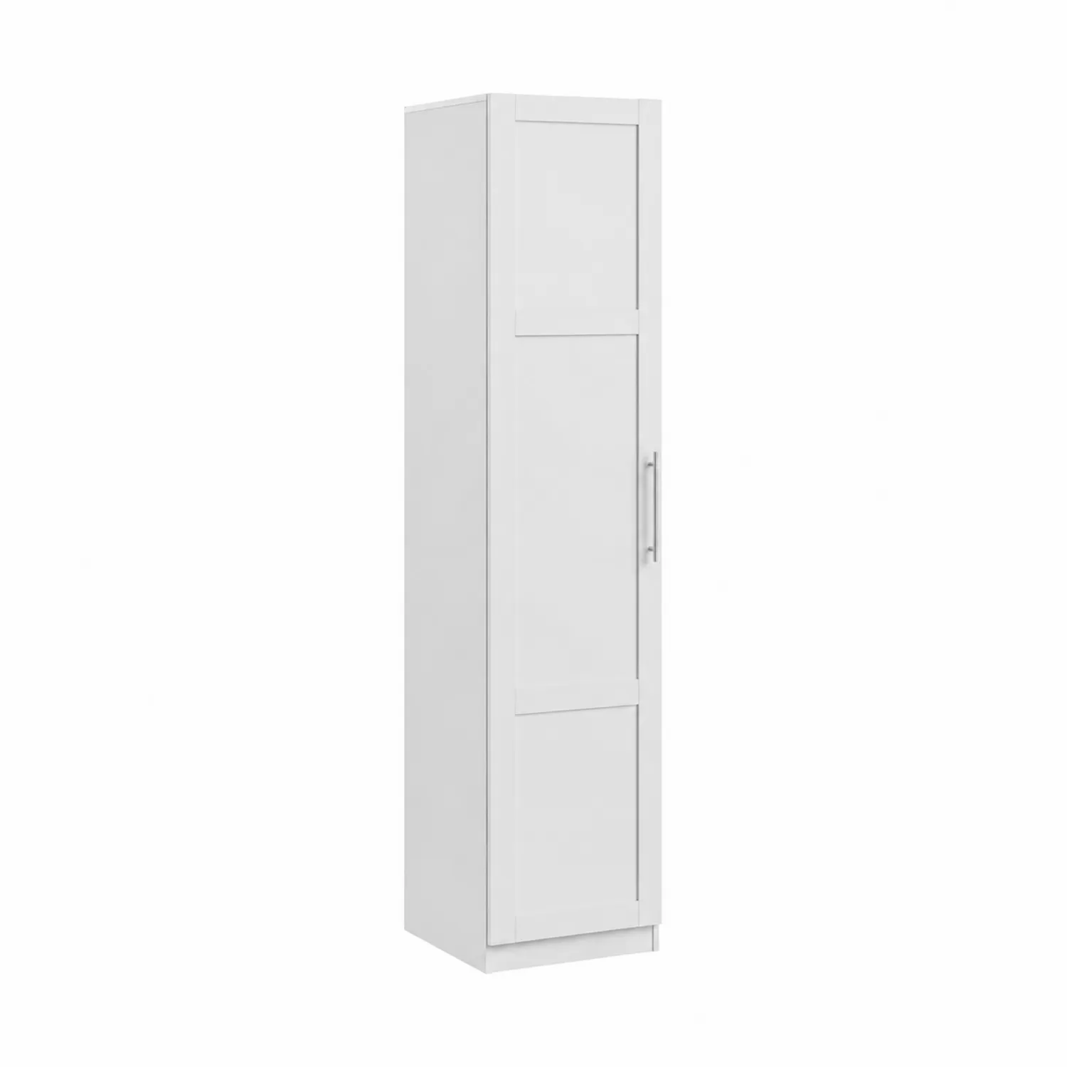 Armadio a Colonna in Legno Composito Bianco con Maniglia in Metallo 180x40x30cm