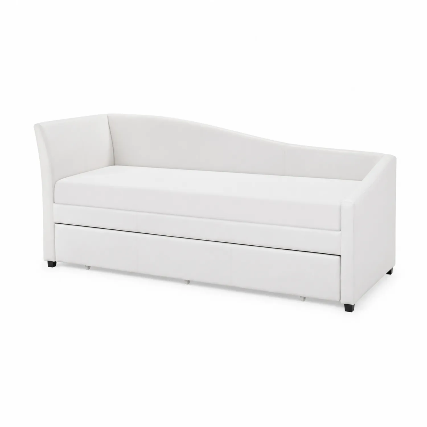 Letto Divano in Ecopelle Bianco con Cassetto