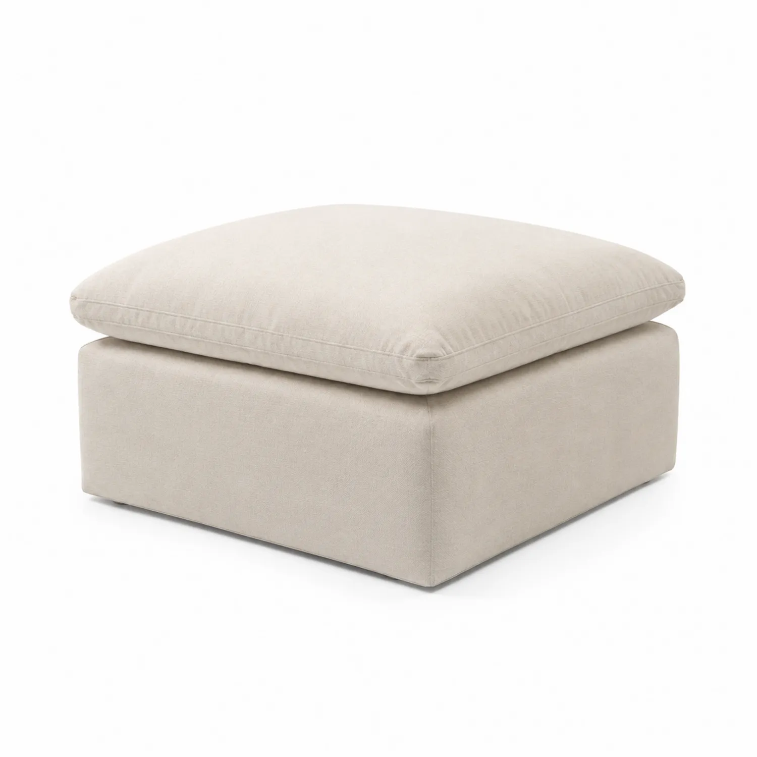 Pouf quadrato in tessuto beige 80x80x40 cm