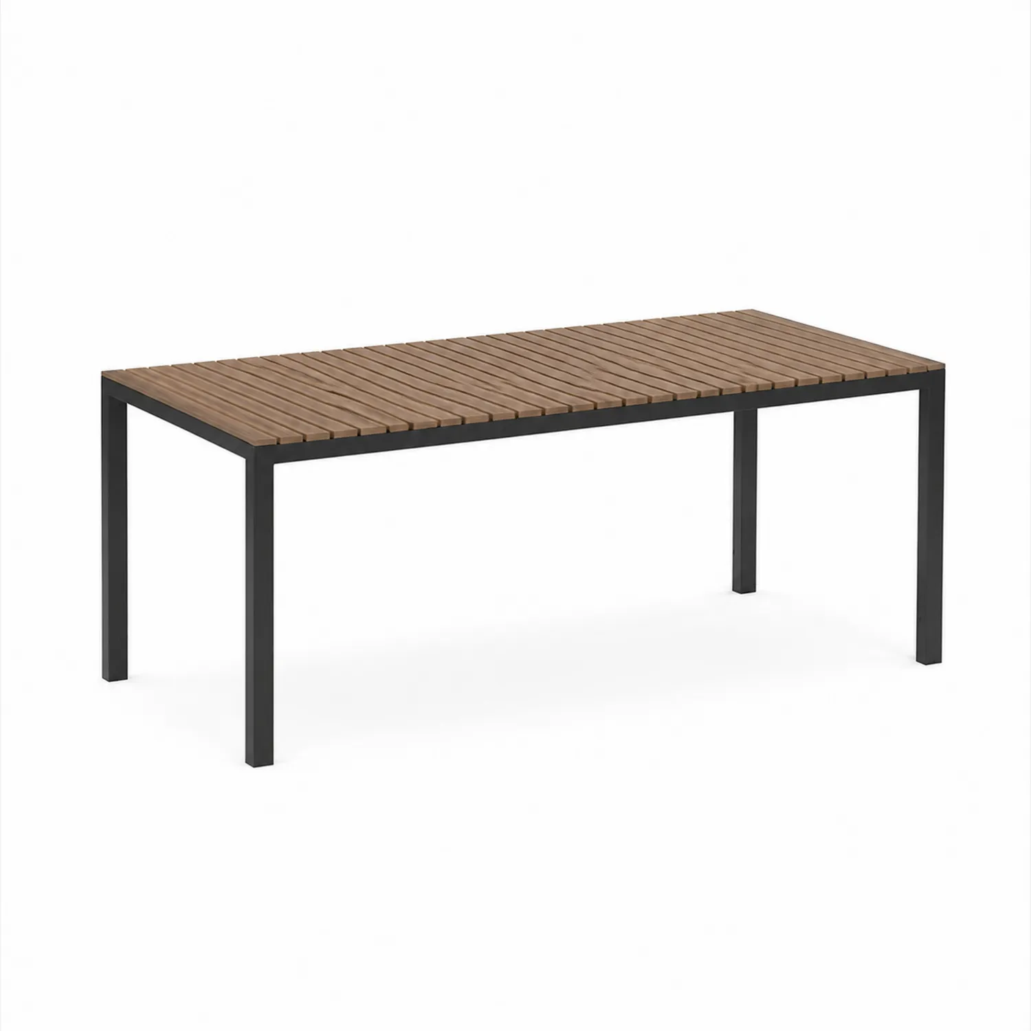 Tavolo da esterno in legno di teak e metallo 200x90x75 cm