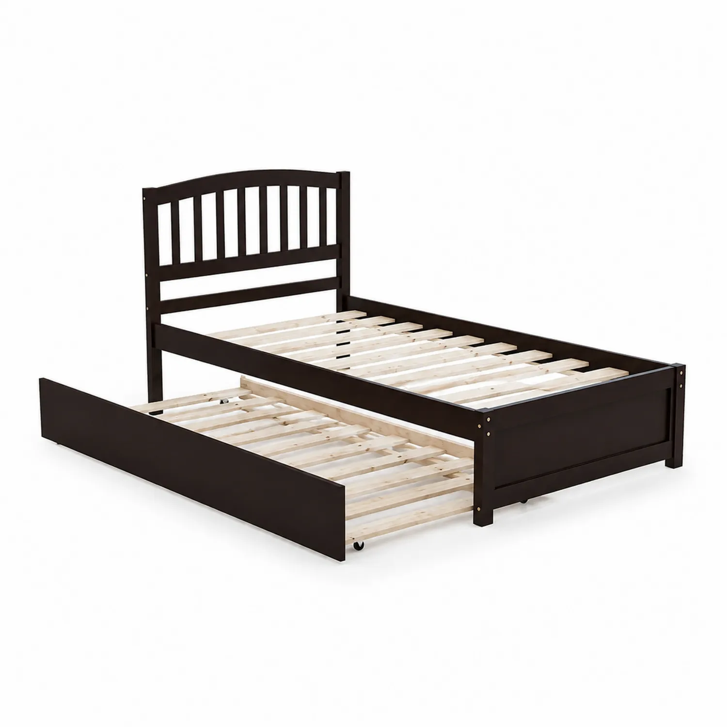 Letto matrimoniale in legno con cassetto estraibile marrone