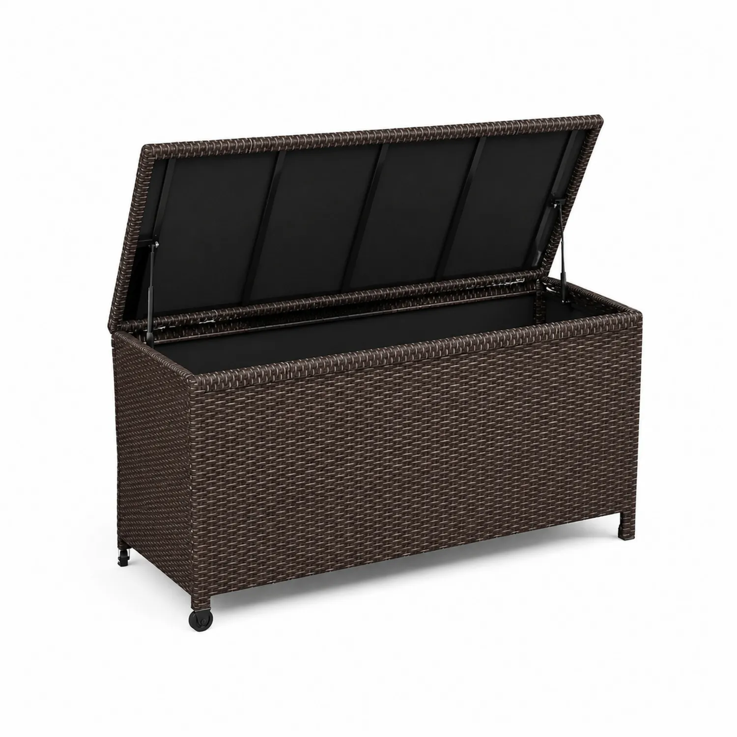 Cassapanca in Rattan Sintetico con Ruote Marrone