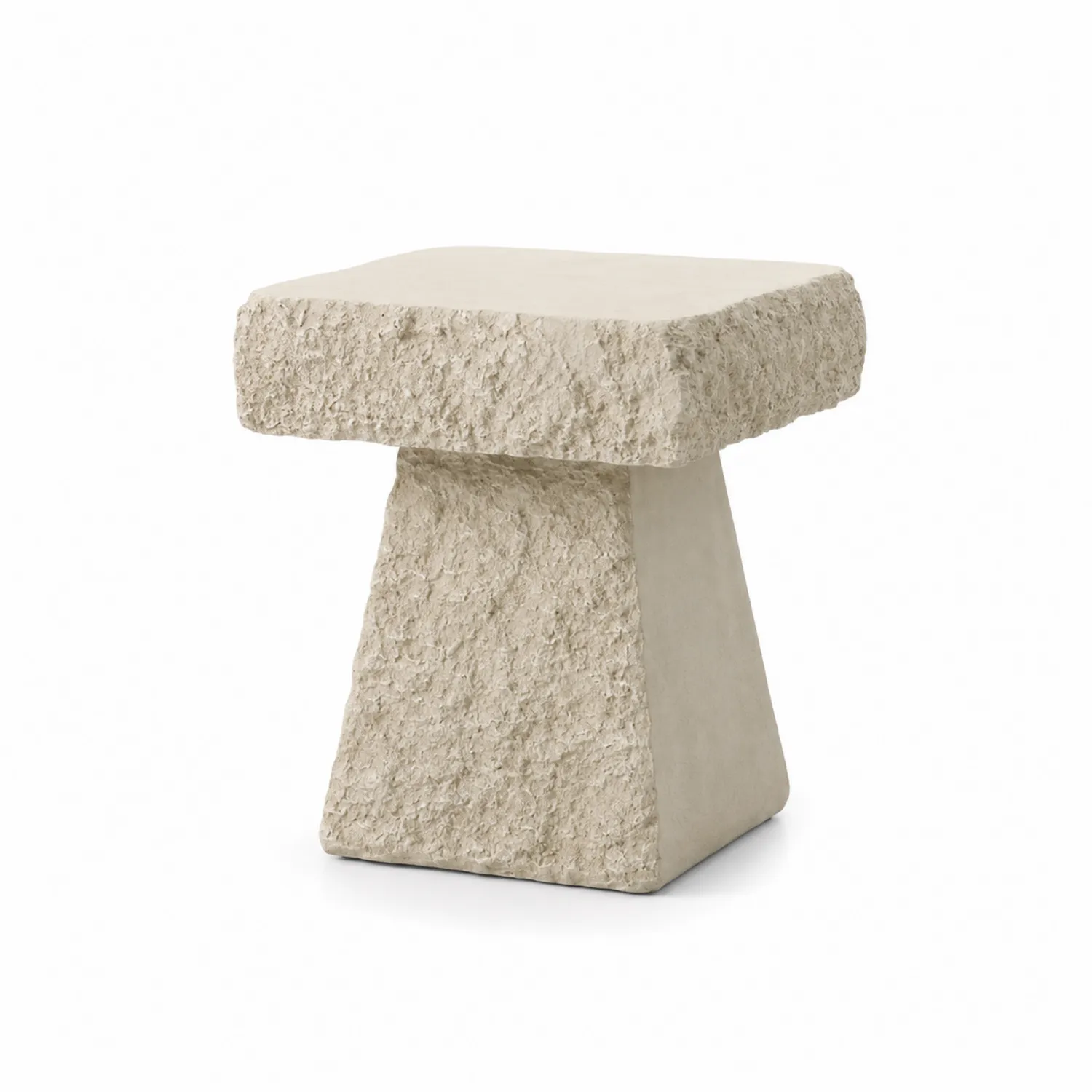 Tavolino Laterale in Pietra Artificiale Beige