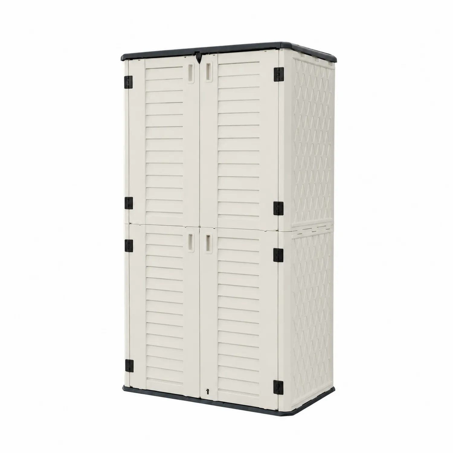 Armadio da Esterno in Plastica Beige e Nero 170 cm