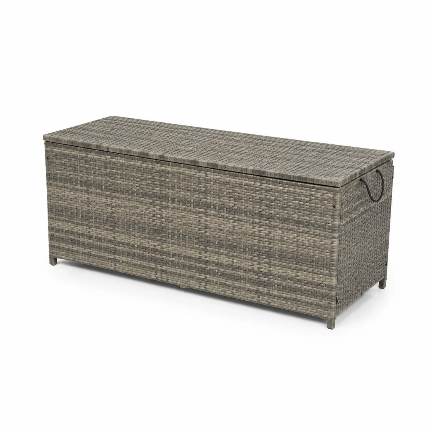 Cassapanca Rettangolare in Rattan Sintetico Grigio con Struttura in Metallo