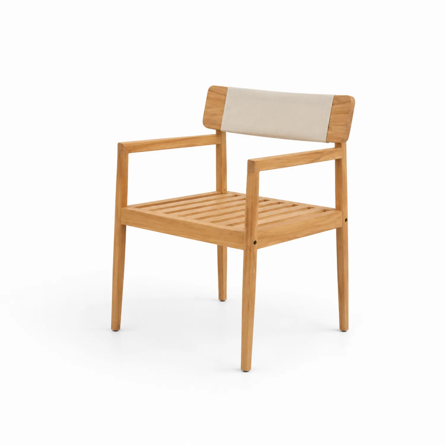 Sedia da Giardino in Teak e Tessuto Beige