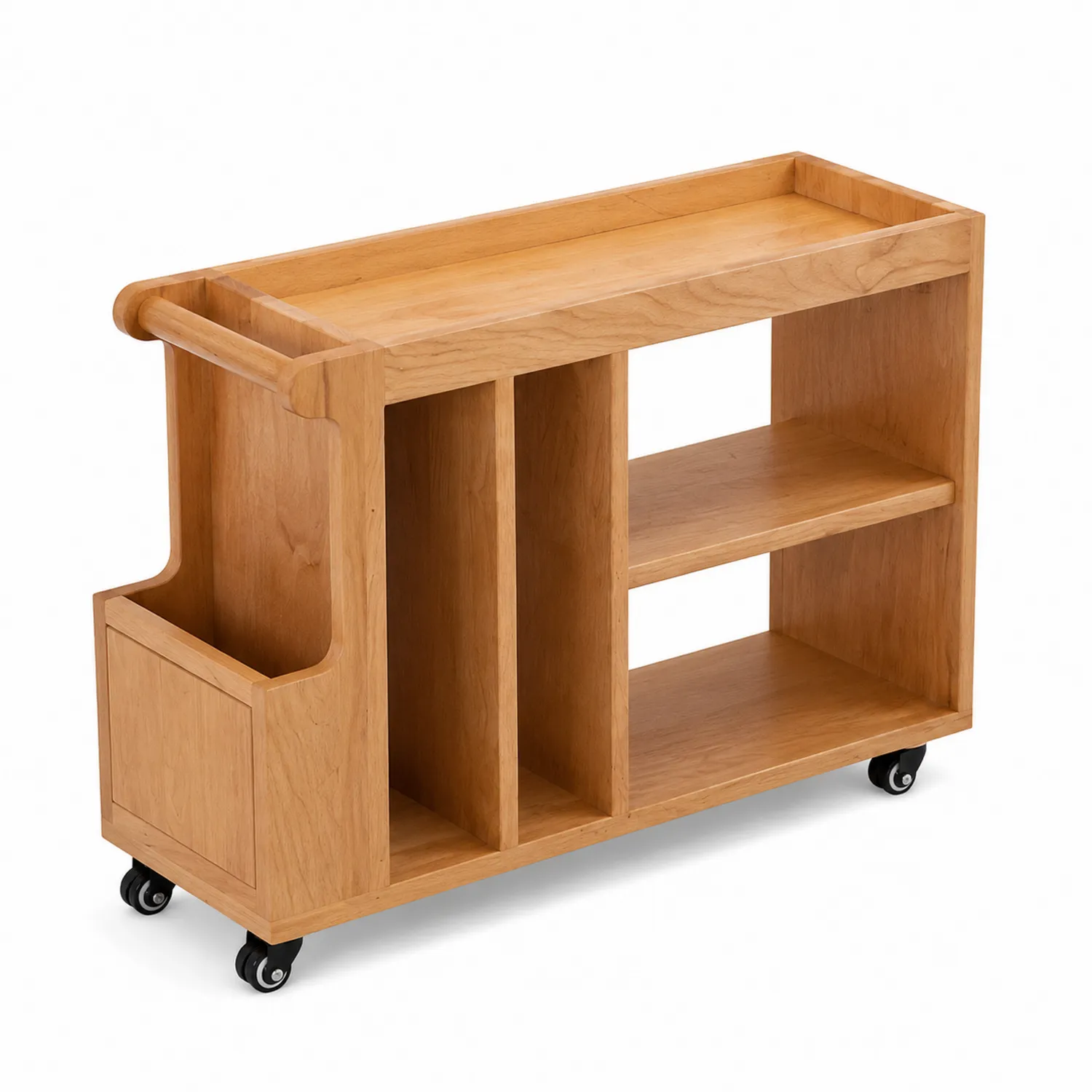 Carrello portaoggetti in legno massello con ruote