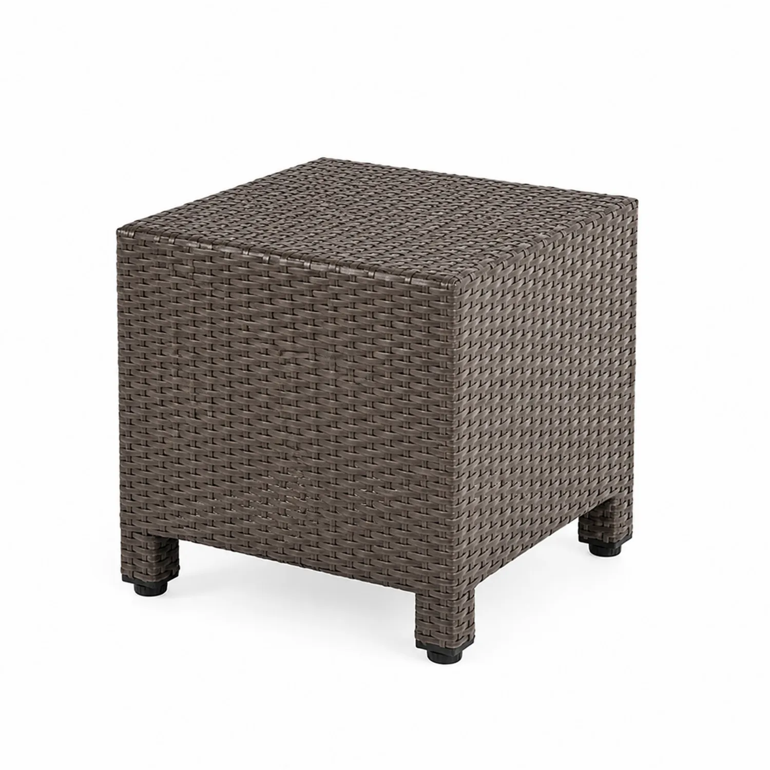 Tavolino cubico in rattan sintetico marrone 40x40x46 cm