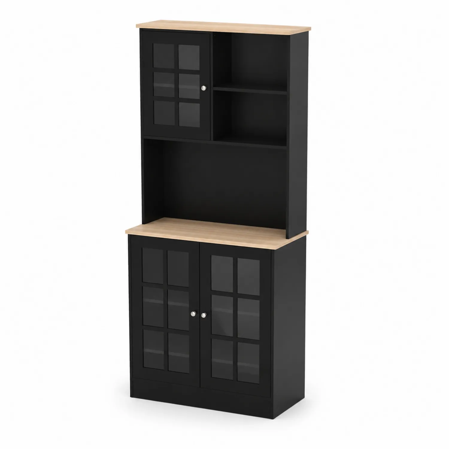 Armadio in Legno con Ante in Vetro e Ripiani 200x80x40 cm