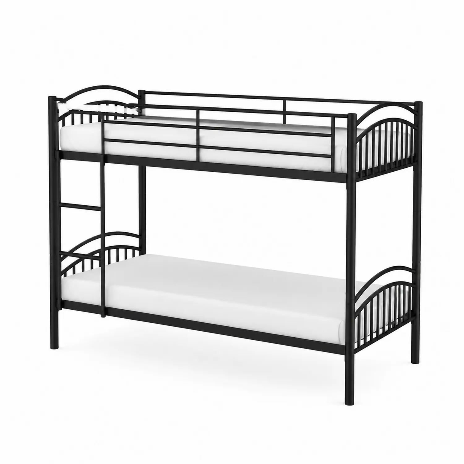 Letto a Castello in Metallo Nero con Materassi Singoli