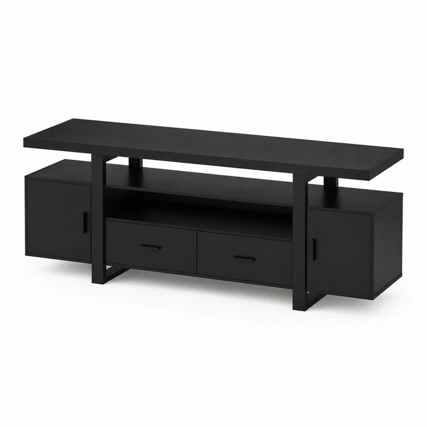 Mobile TV nero in legno MDF 180x40x50 cm