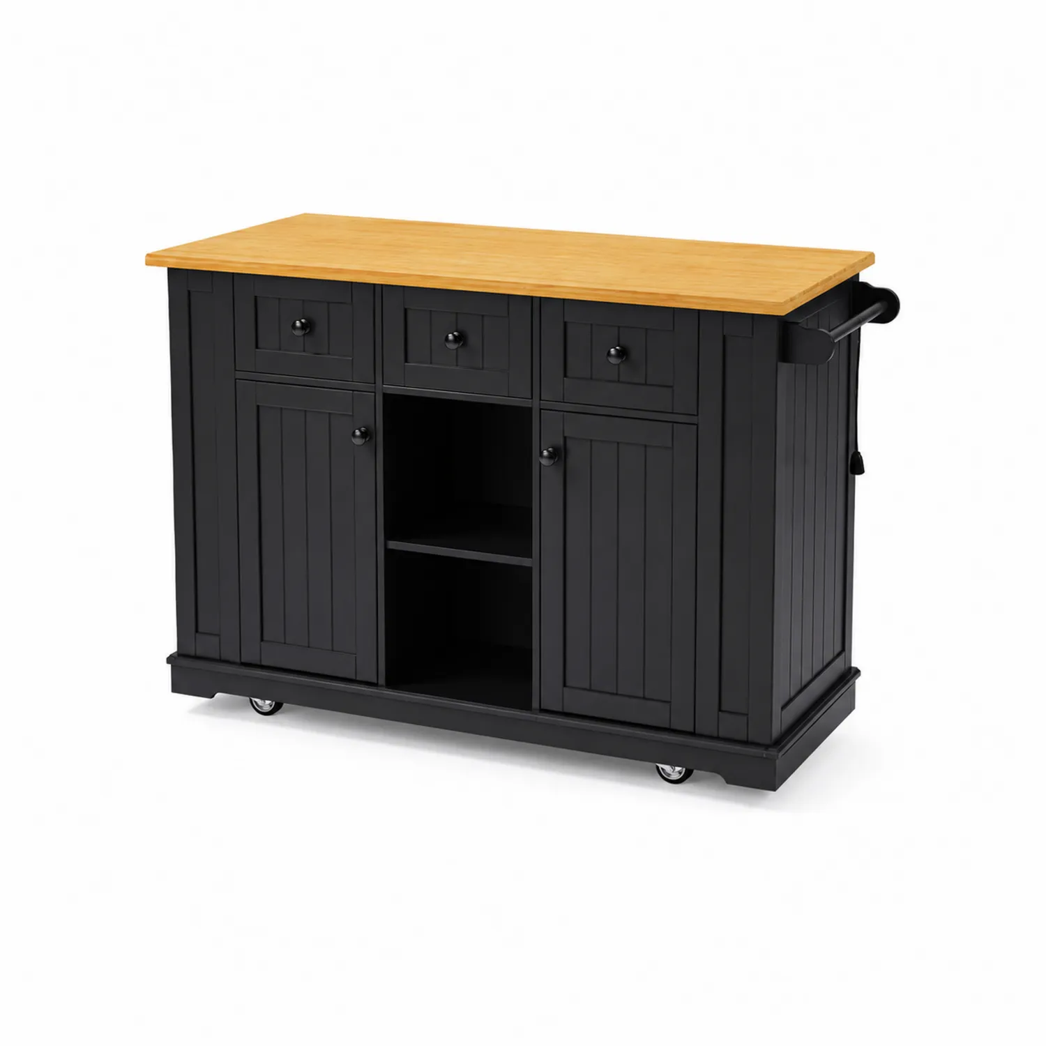 Isola da cucina in legno con ruote 120x50x90 cm
