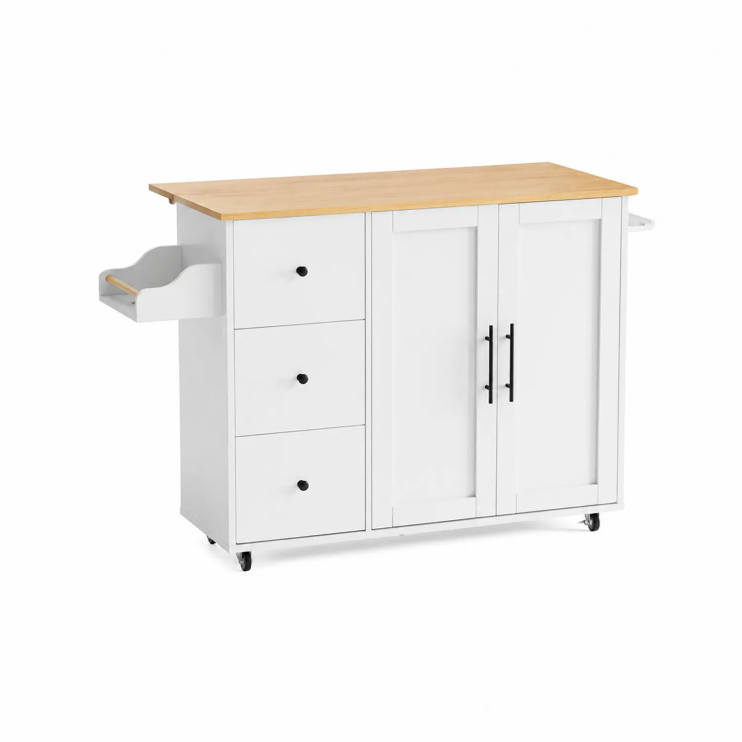 Isola Da Cucina Bianca Con Piano In Legno