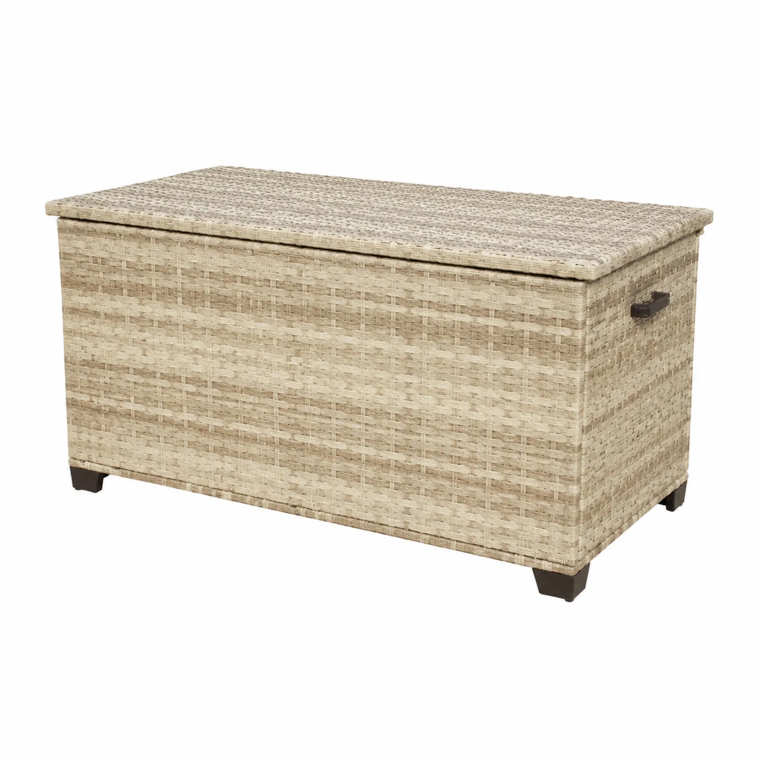 Contenitore rettangolare in polyrattan Beige con coperchio