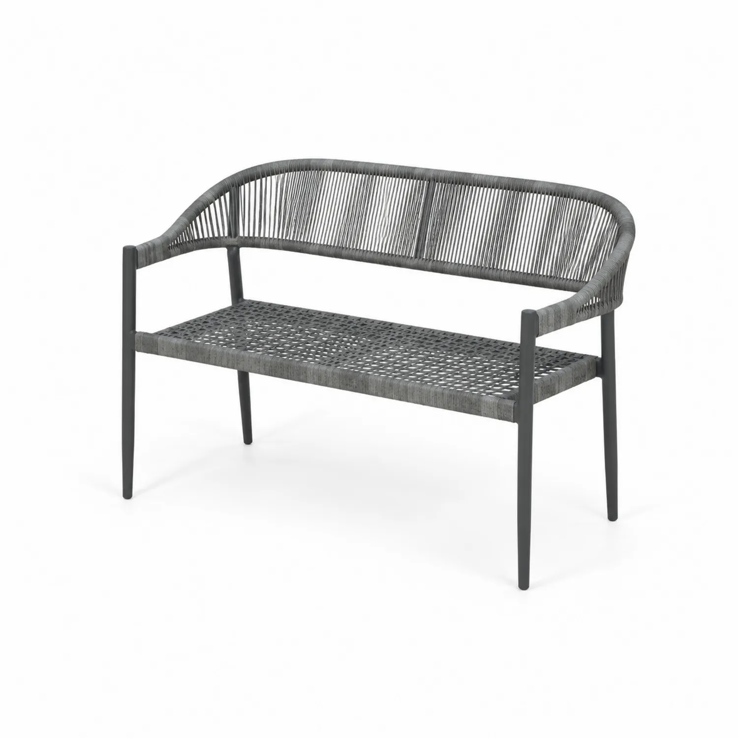 Panchina da Giardino in Metallo e Corda Grigia 133 cm