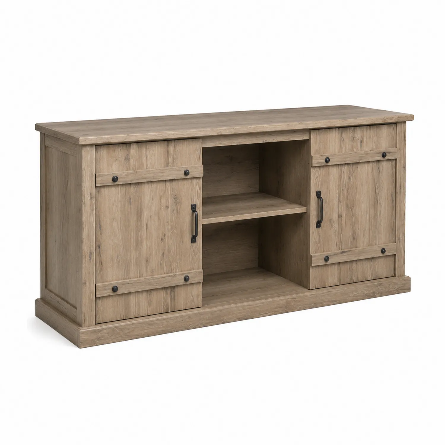 Mobile TV in Legno MDF con Ante Scorrevoli e Ripiani Regolabili 140x40x60 cm