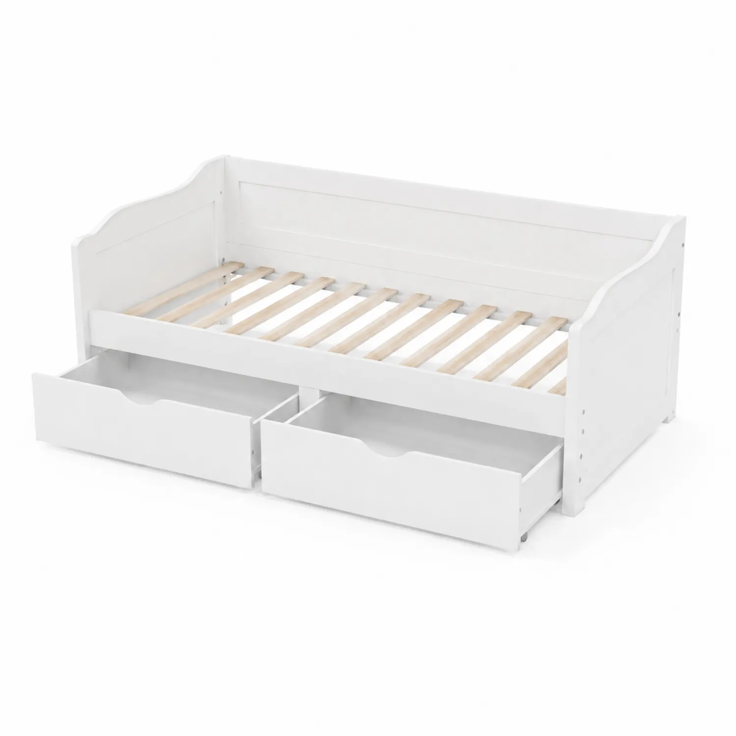 Daybed in Legno con Cassetti Bianco 200x90 cm