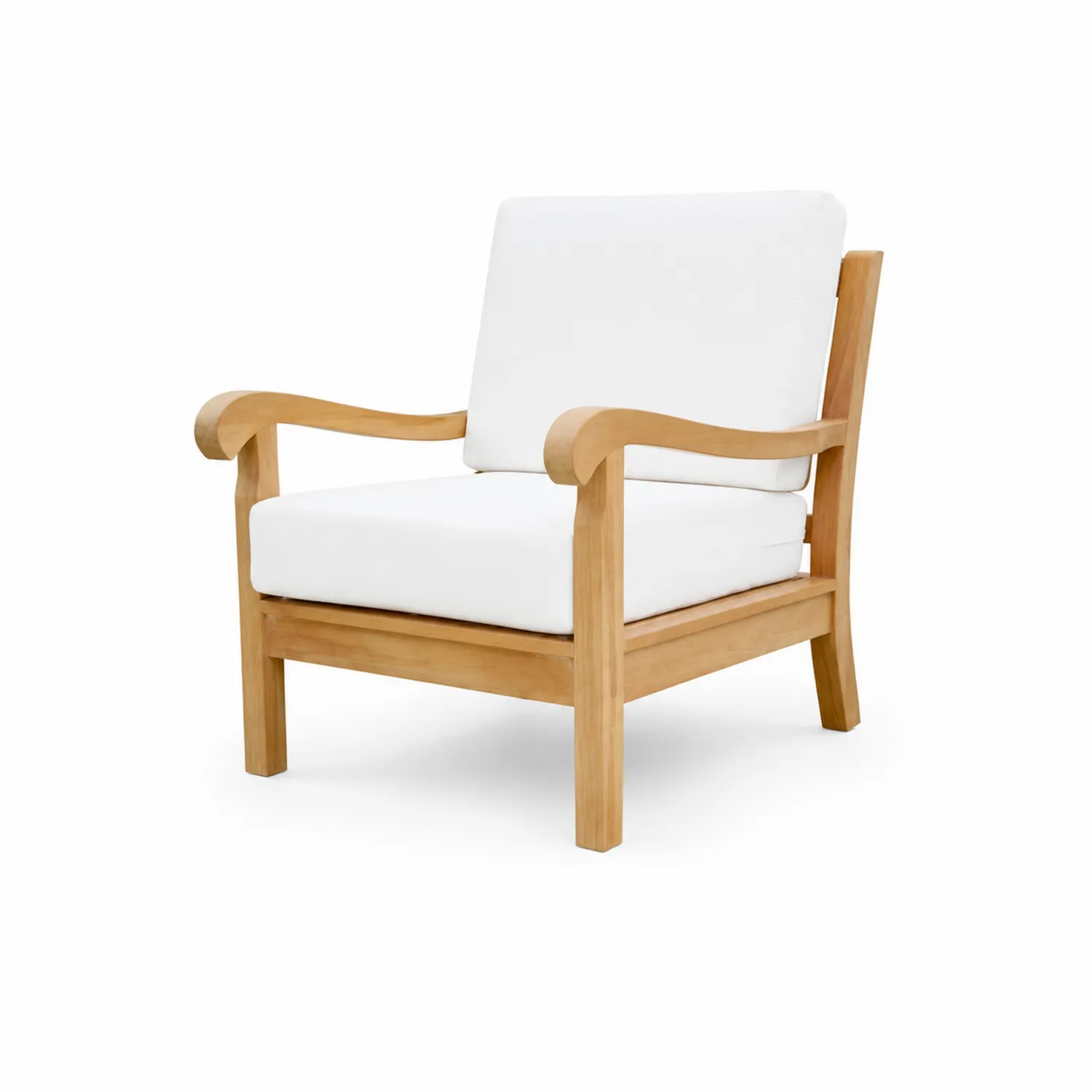 Poltrona in Legno con Cuscini Bianchi 75x80x90 cm