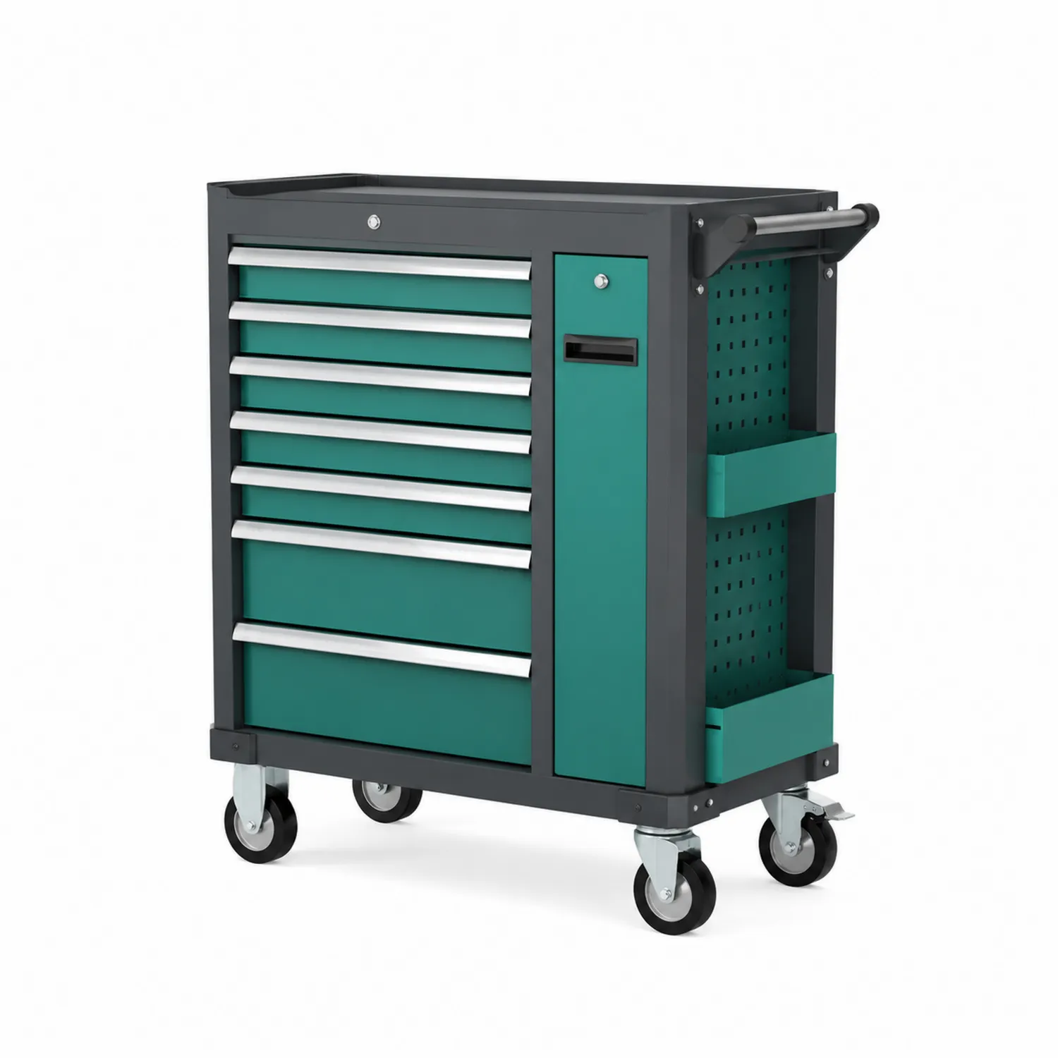 Carrello porta attrezzi in acciaio con 7 cassetti Verde