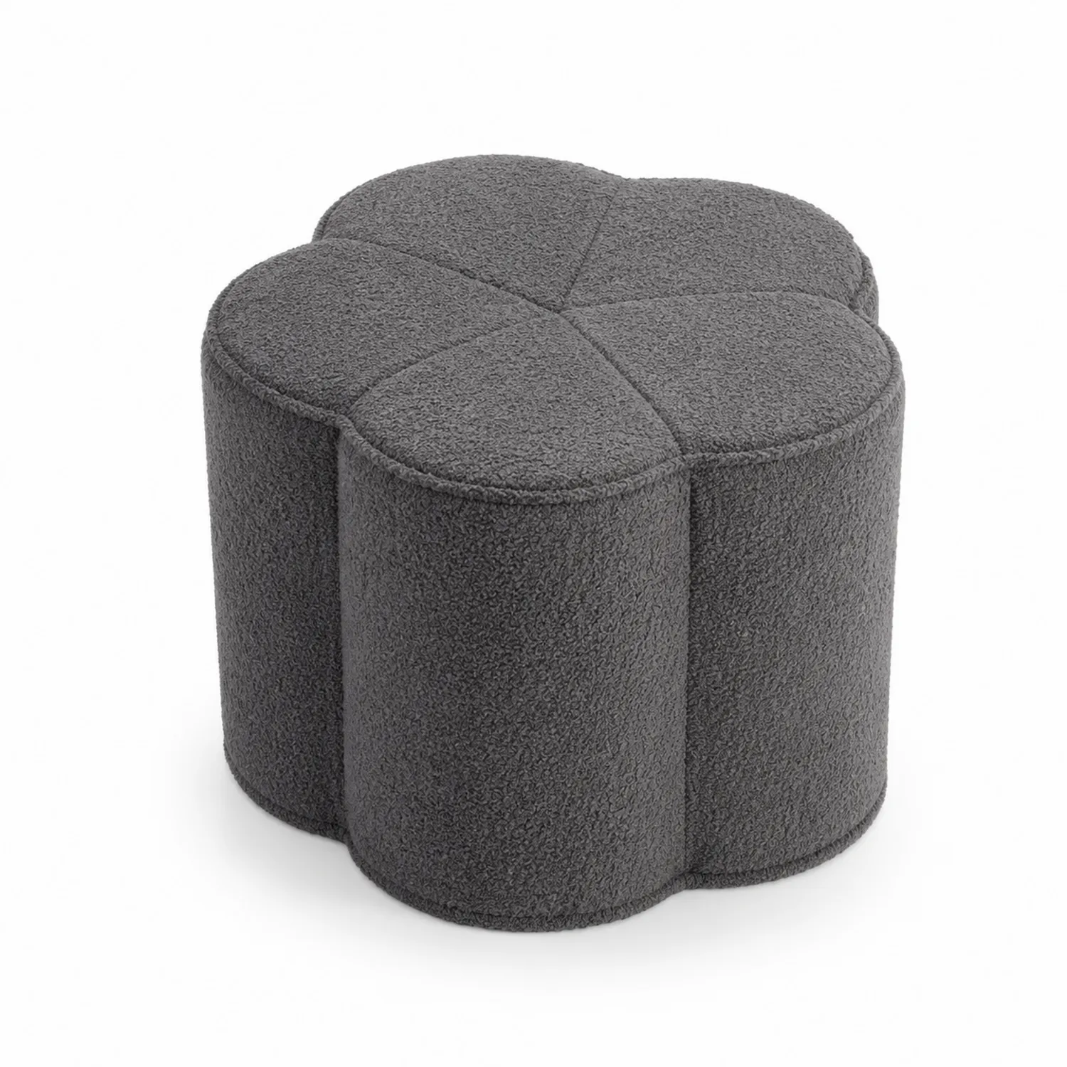 Pouf Fiore Grigio Tessuto Bouclé