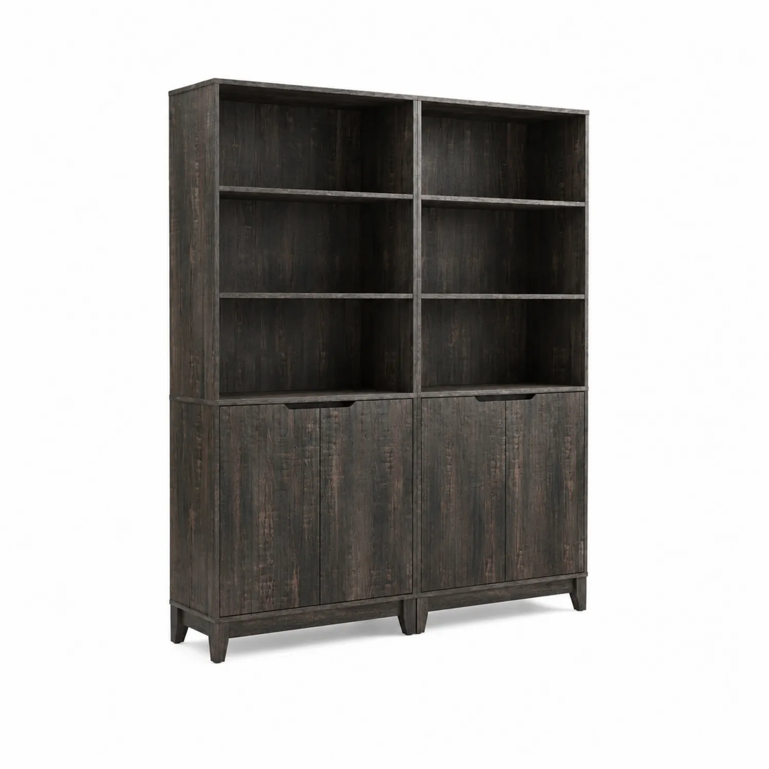 Libreria in Legno Marrone Scuro con Scaffali e Ante