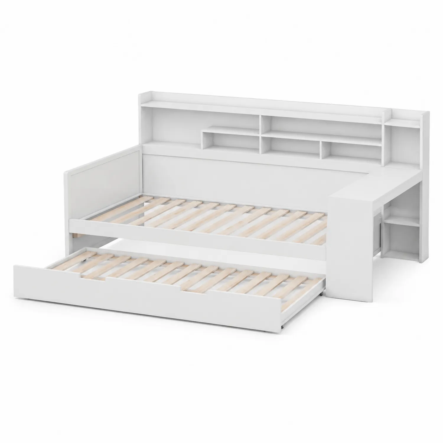 Letto Divano in Legno con Libreria e Letto Estraibile